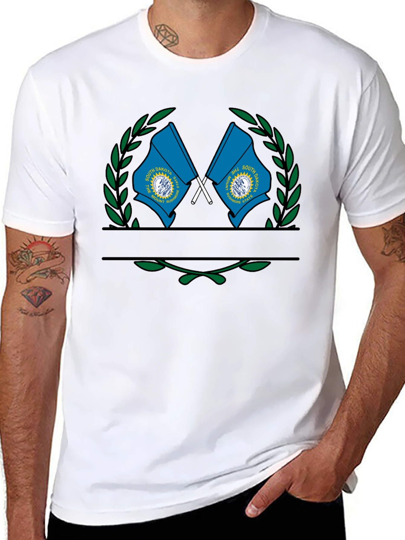 South Dakota State Flag Wreath Graphic T-Shirt