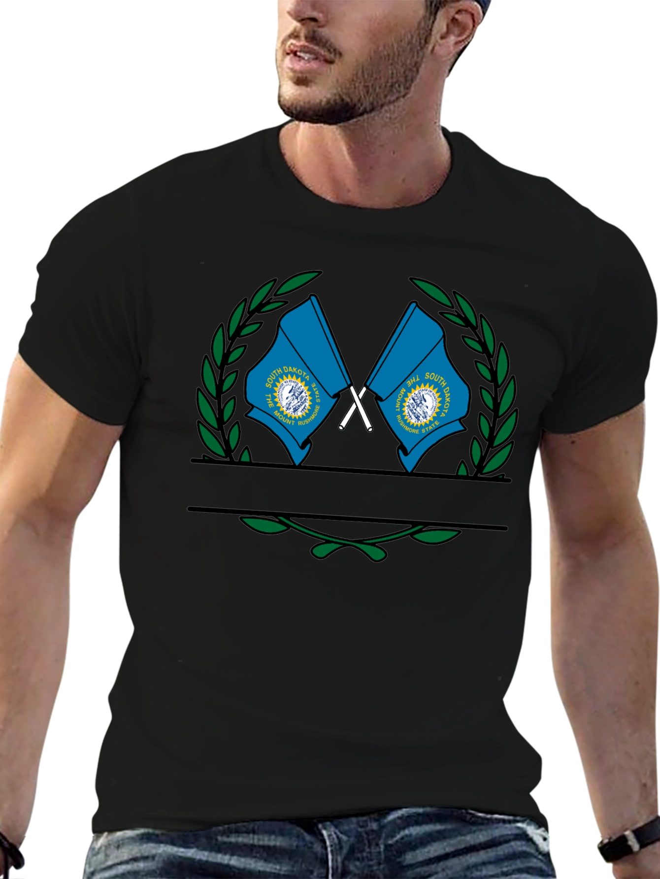 South Dakota State Flag Wreath Graphic T-Shirt