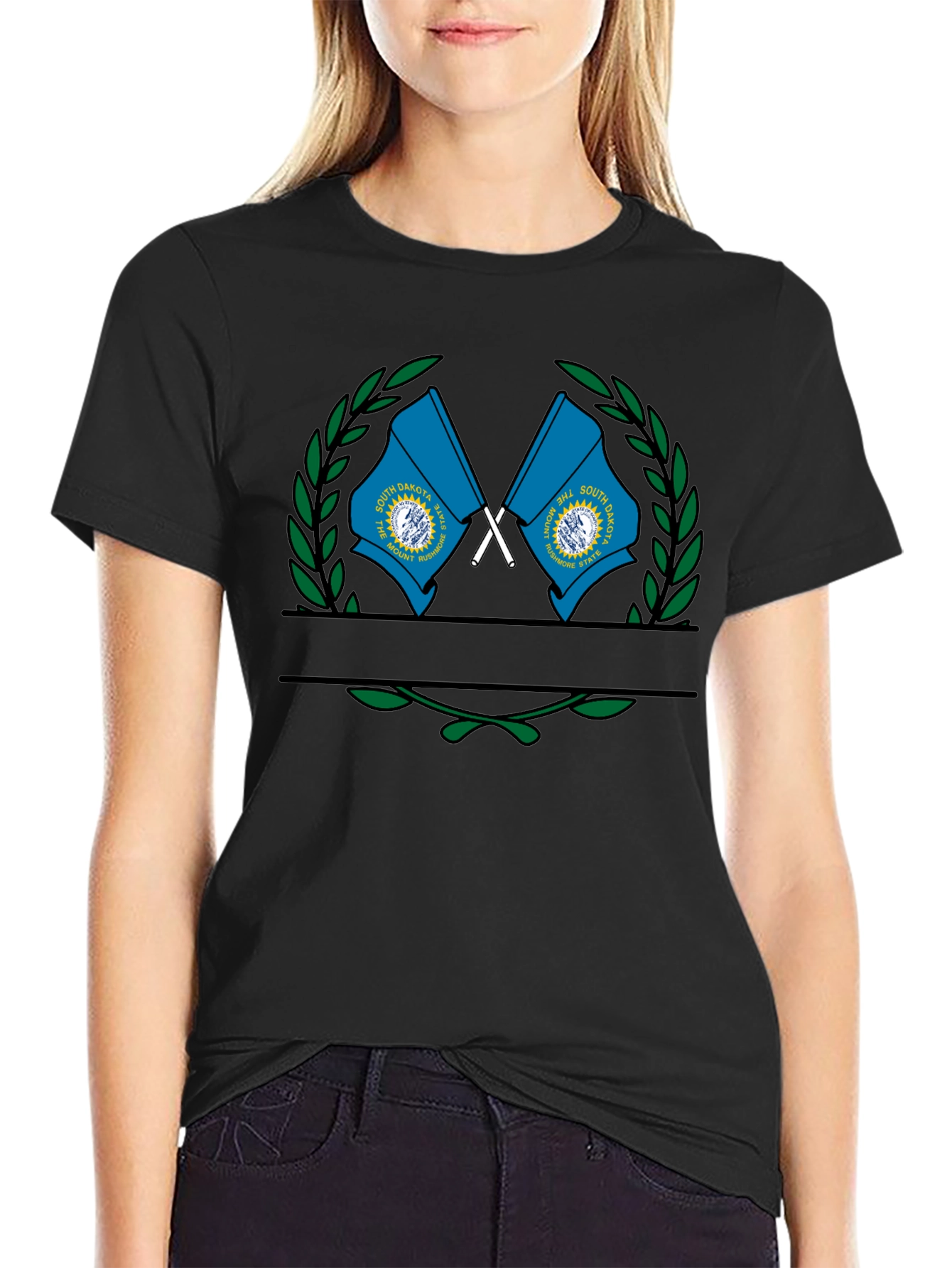 South Dakota State Flag Wreath Graphic T-Shirt