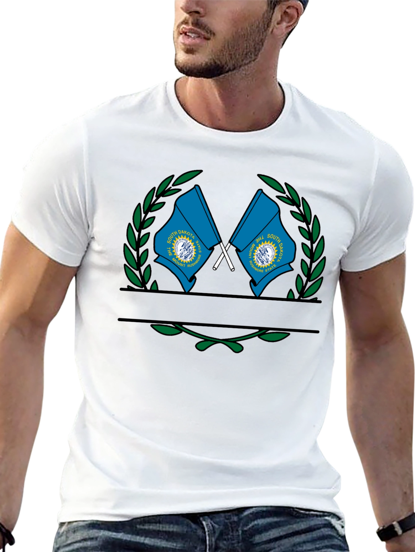 South Dakota State Flag Wreath Graphic T-Shirt