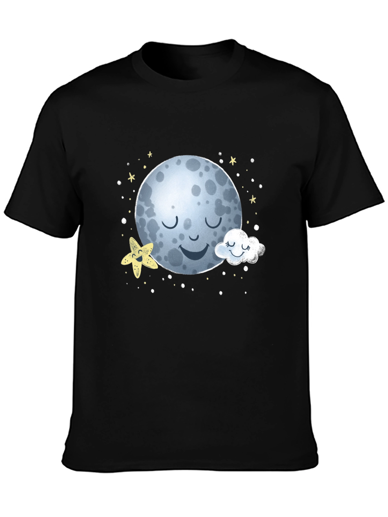 Sleepy Moon Graphic T-Shirt - Black Cotton Tee