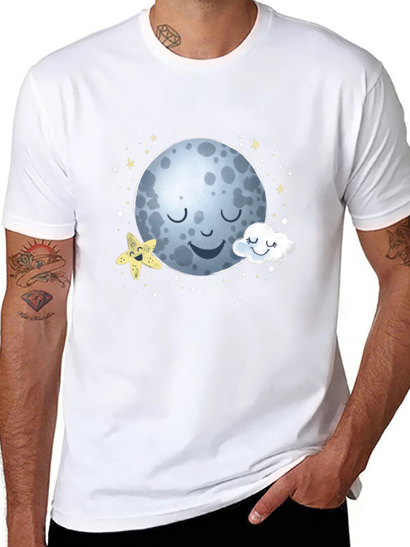 Sleepy Moon Graphic T-Shirt - Black Cotton Tee