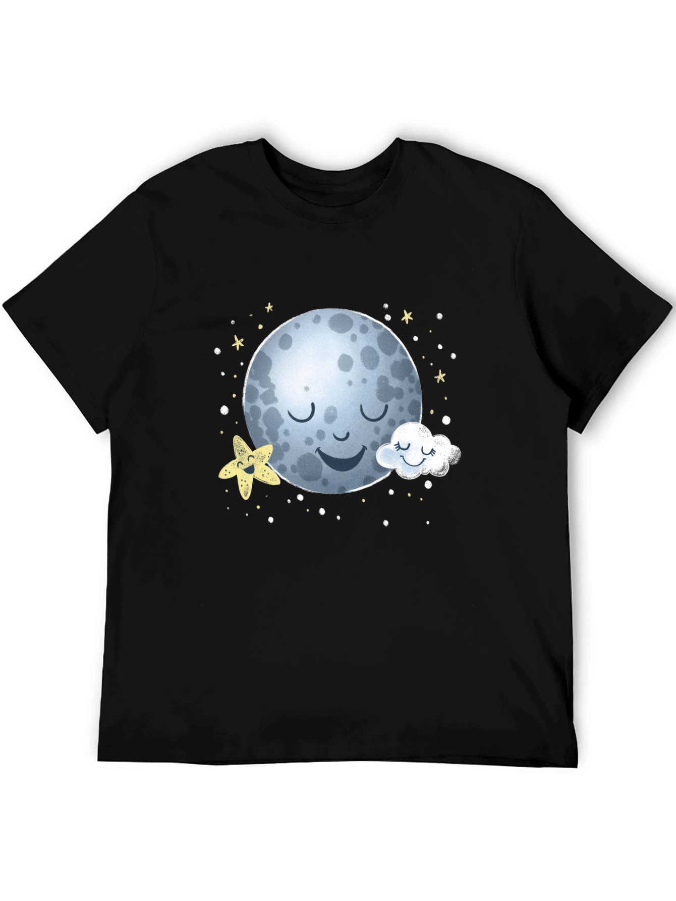 Sleepy Moon Graphic T-Shirt - Black Cotton Tee