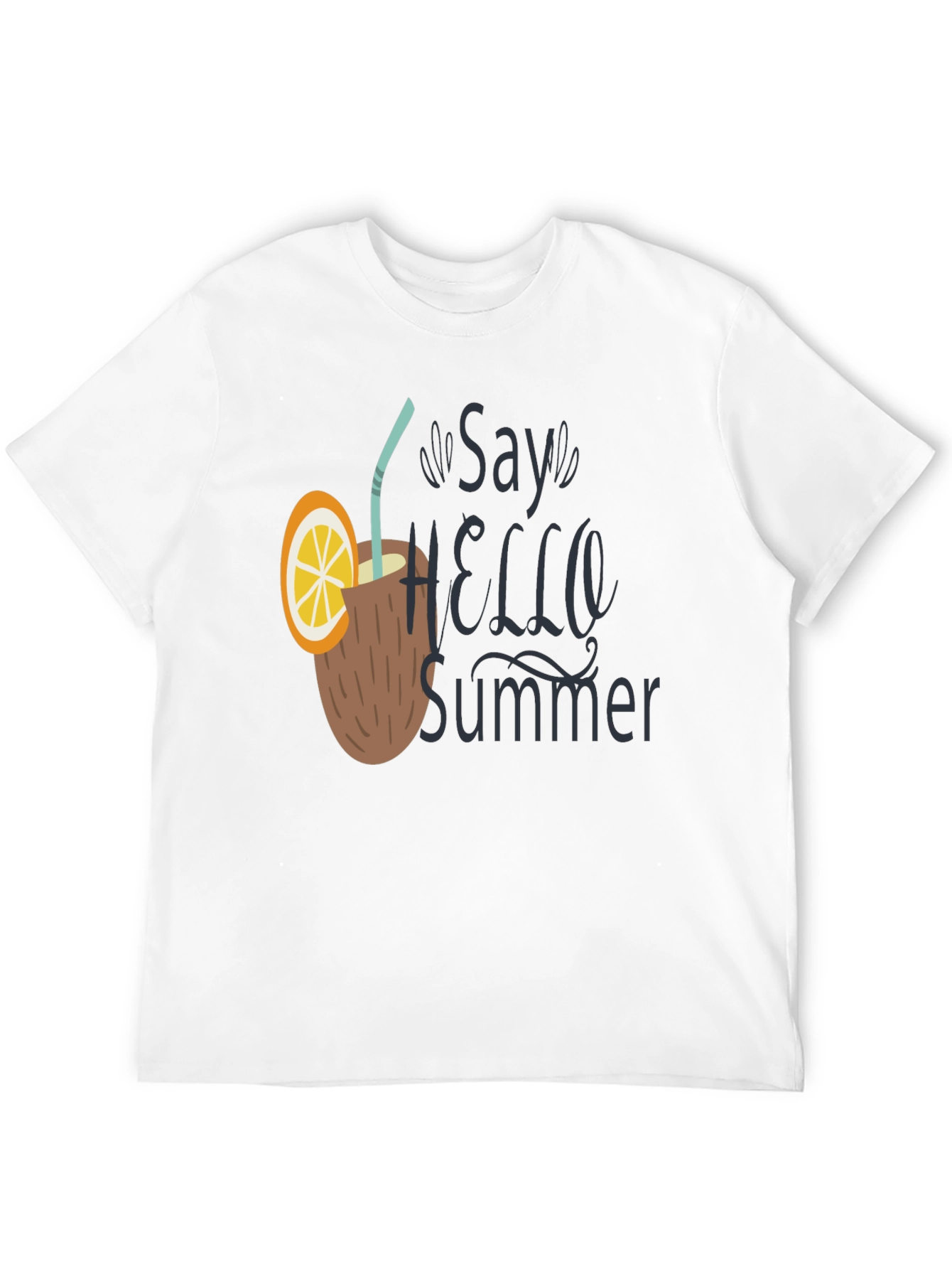 Say Hello Summer T-Shirt - Coconut Drink Design