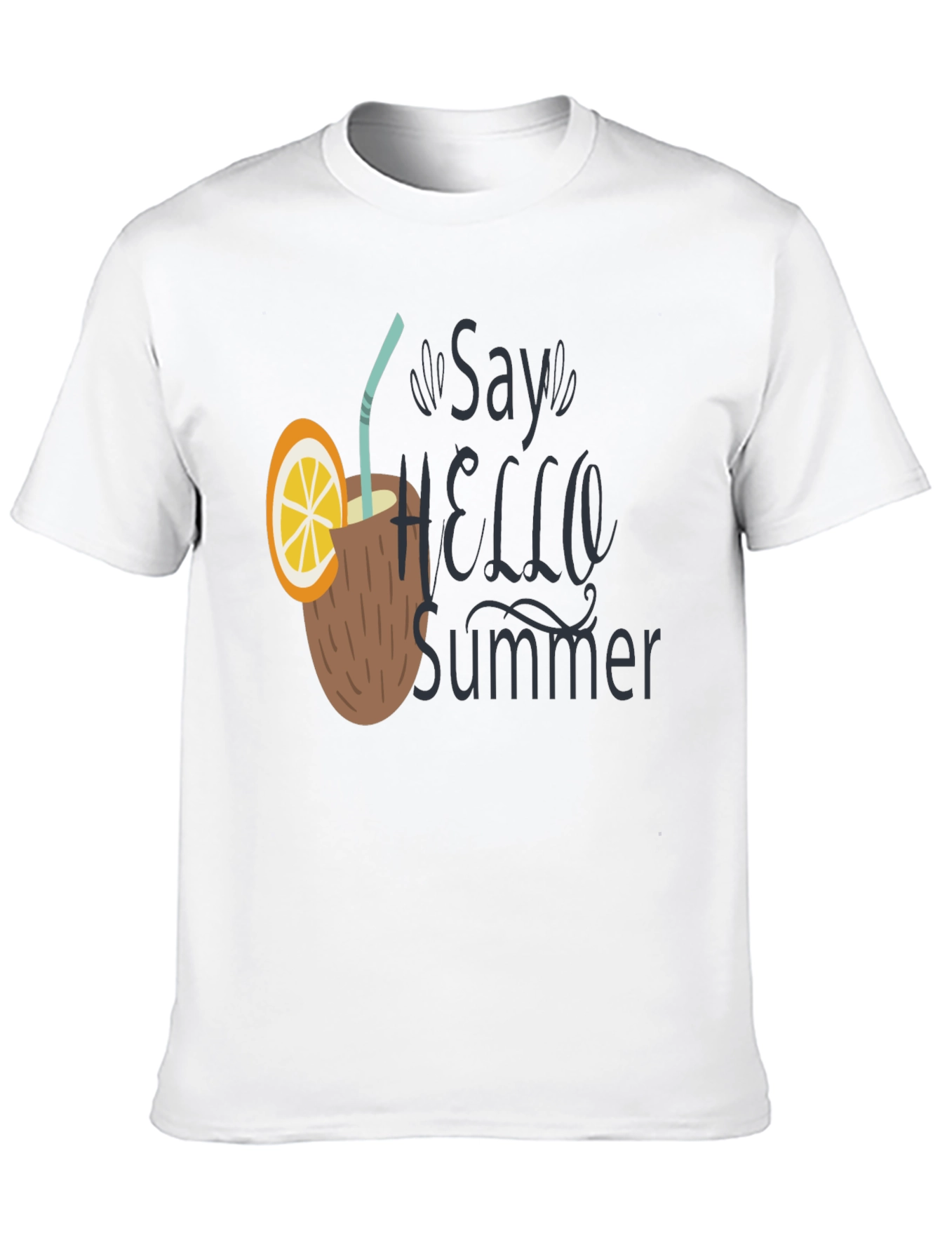 Say Hello Summer T-Shirt - Coconut Drink Design