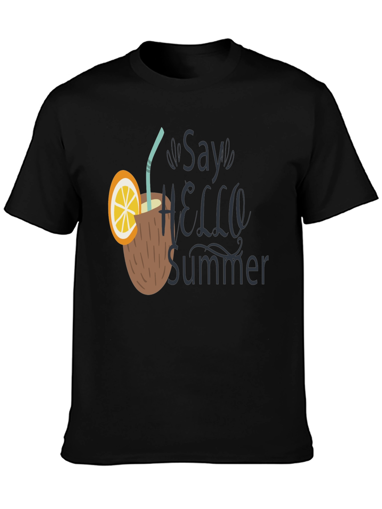 Say Hello Summer T-Shirt - Coconut Drink Design