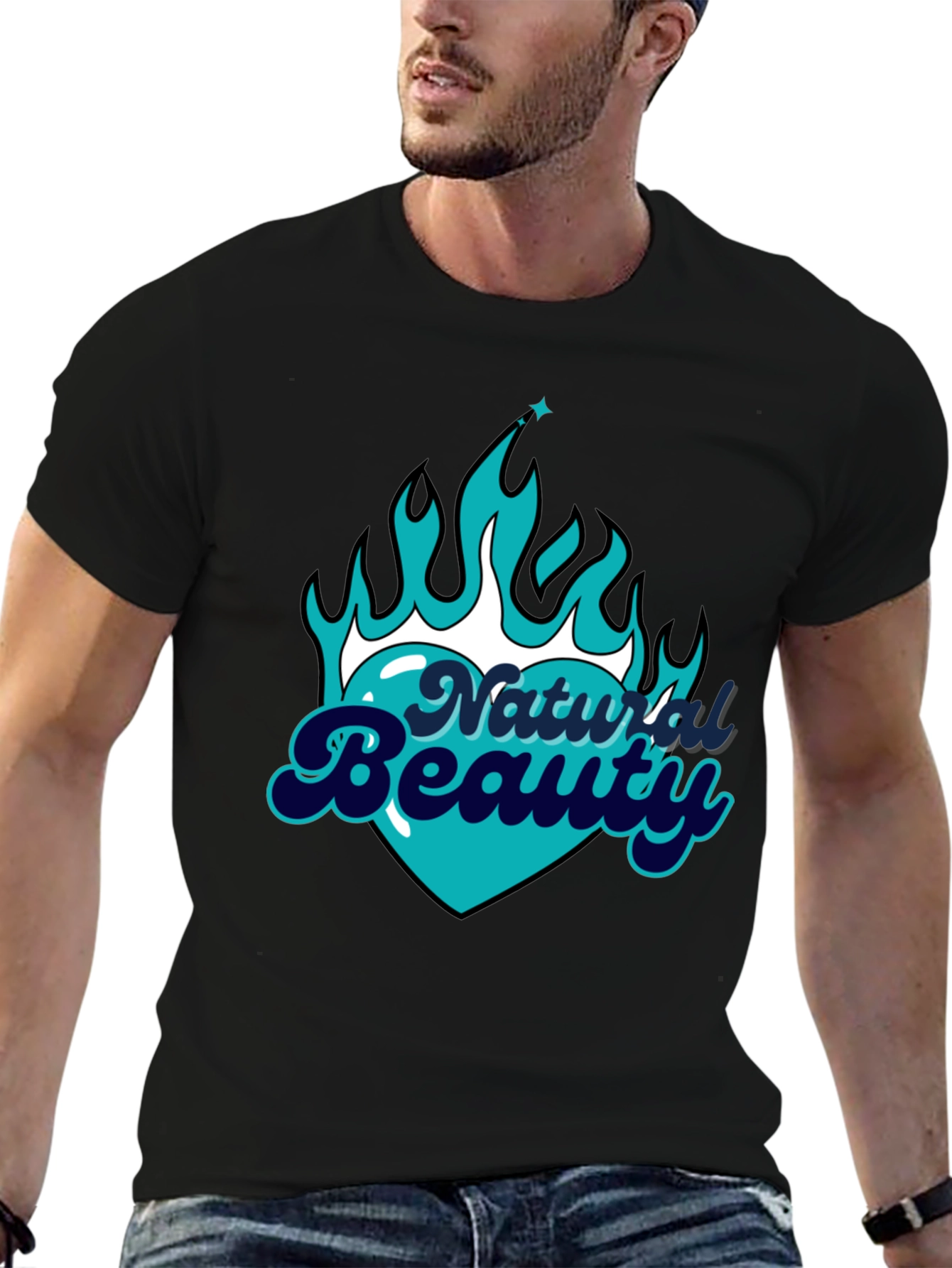 Natural Beauty Graphic Tee - Black Cotton Comfort