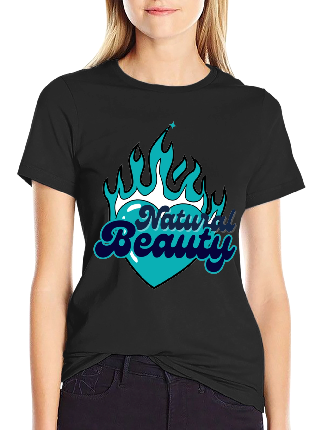 Natural Beauty Graphic Tee - Black Cotton Comfort