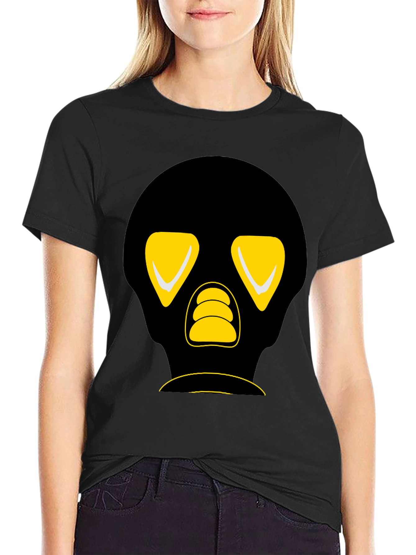 Black T-Shirt with Graphic Skull Design