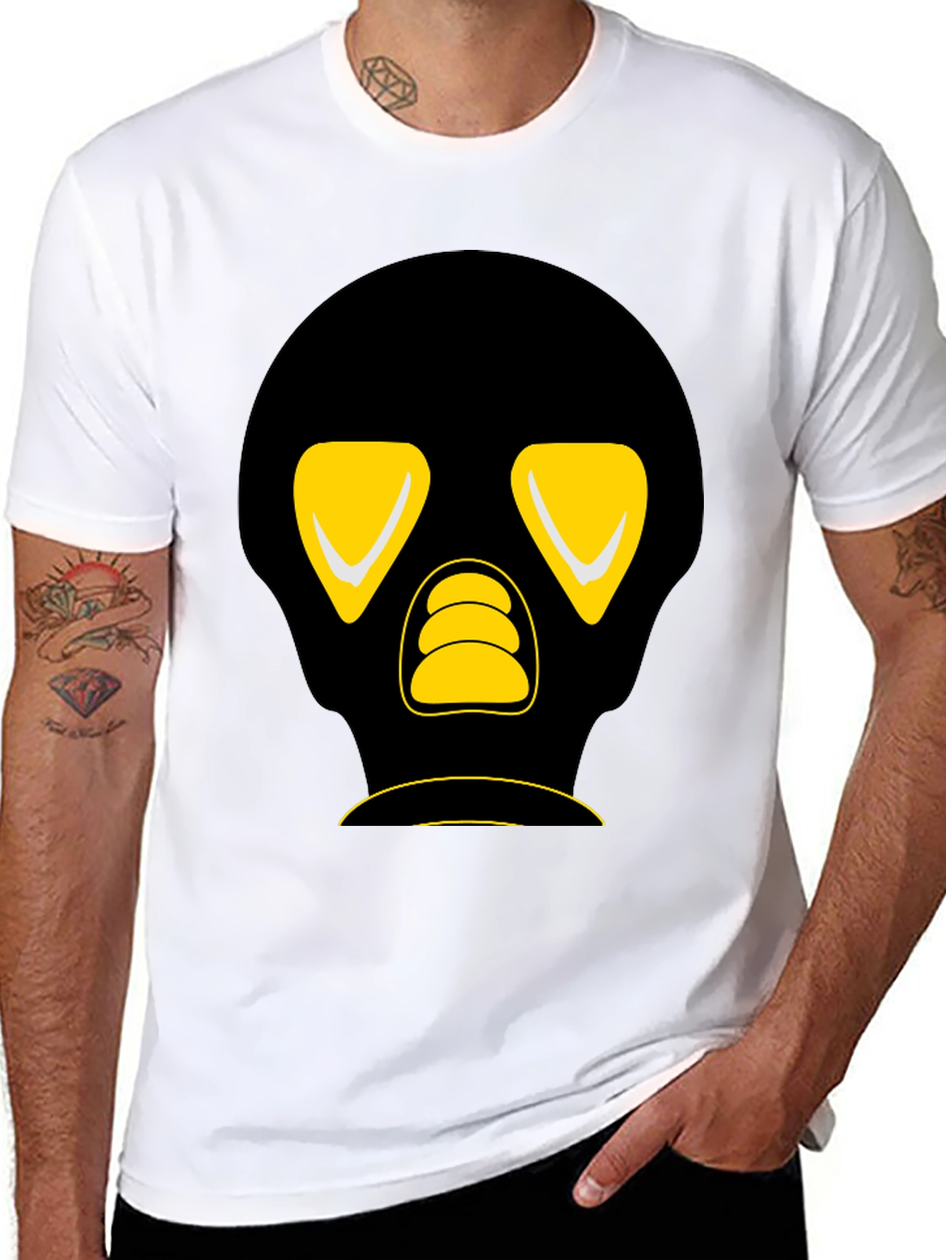 Black T-Shirt with Graphic Skull Design