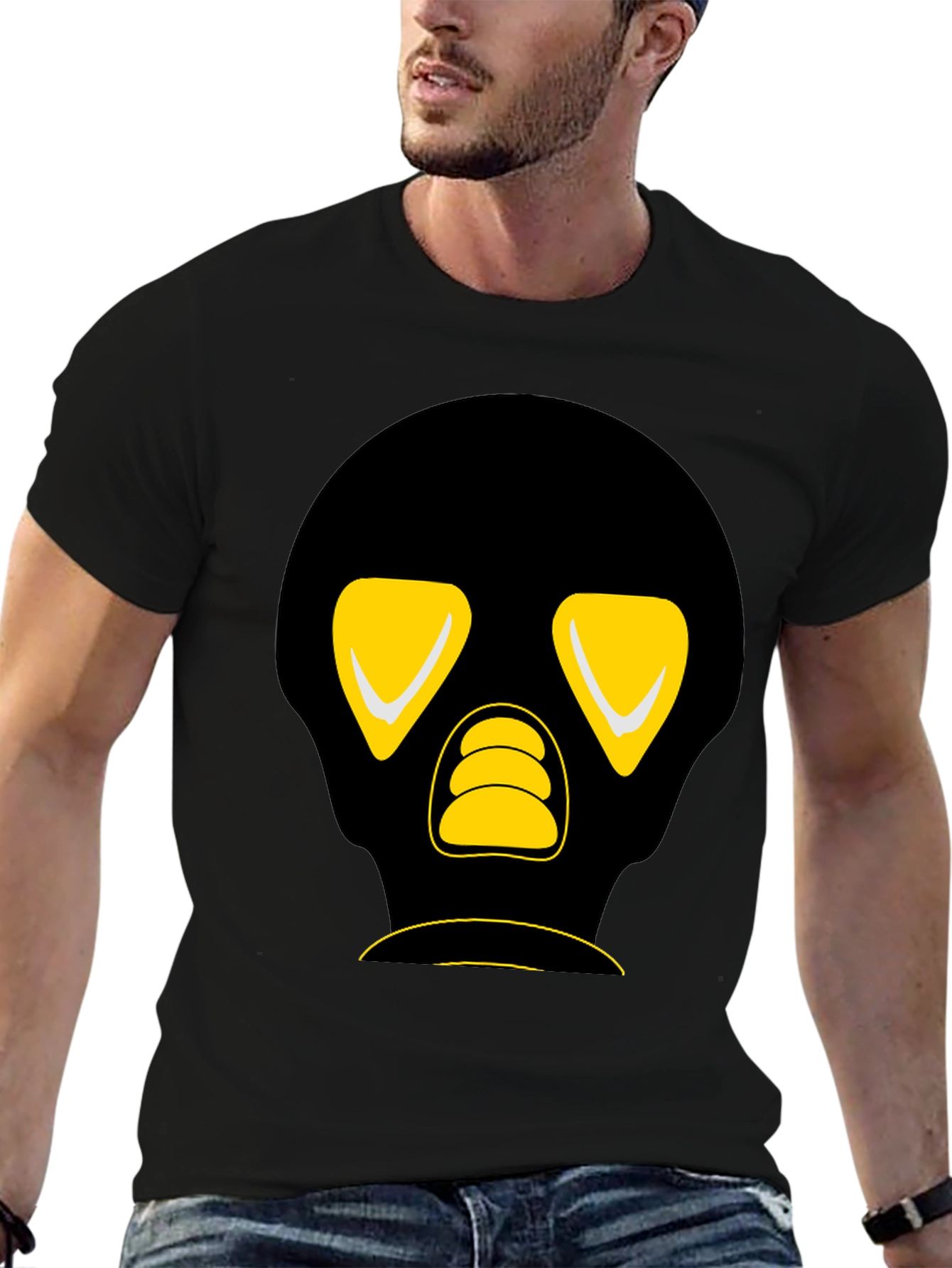 Black T-Shirt with Graphic Skull Design