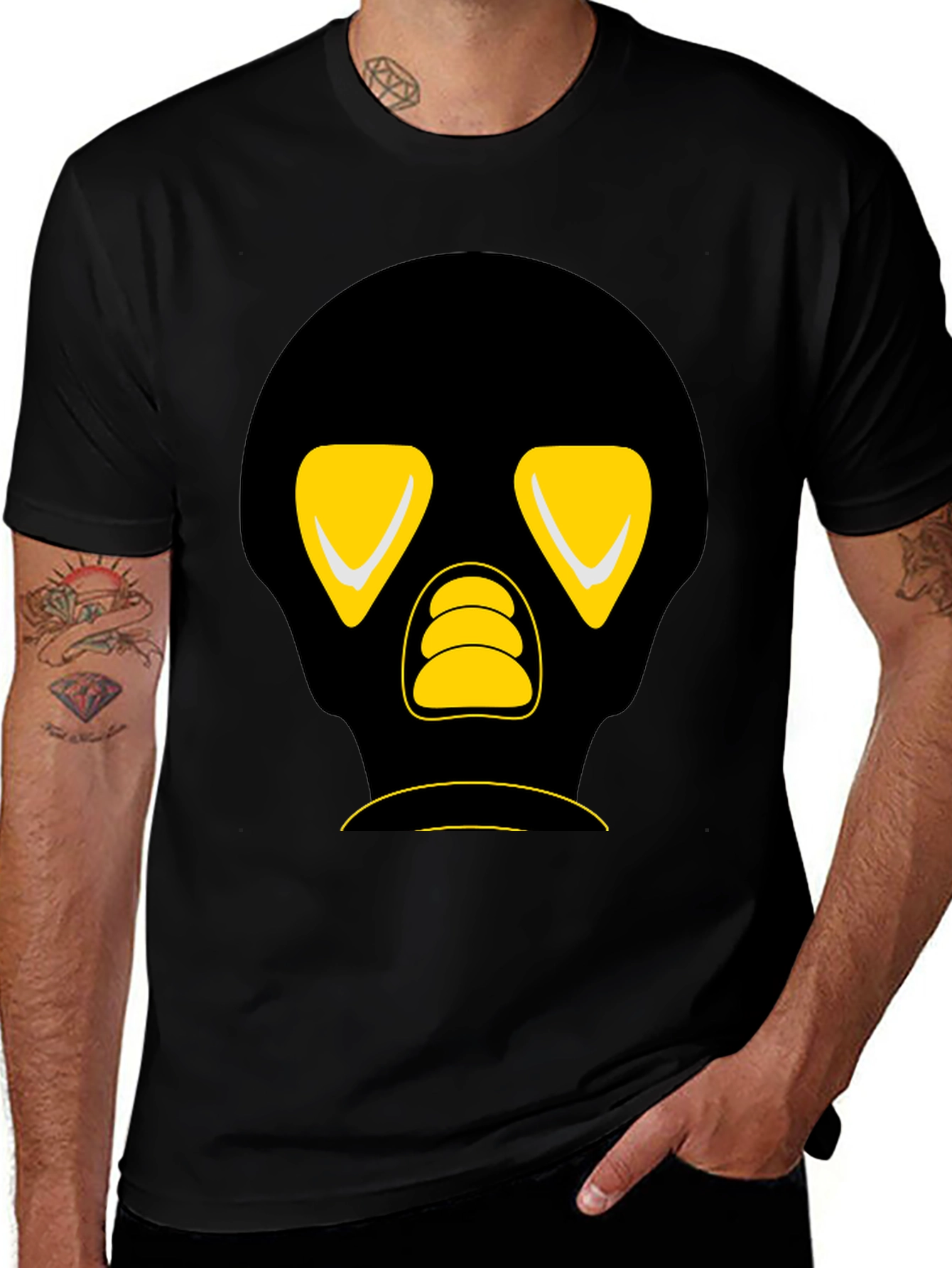 Black T-Shirt with Graphic Skull Design