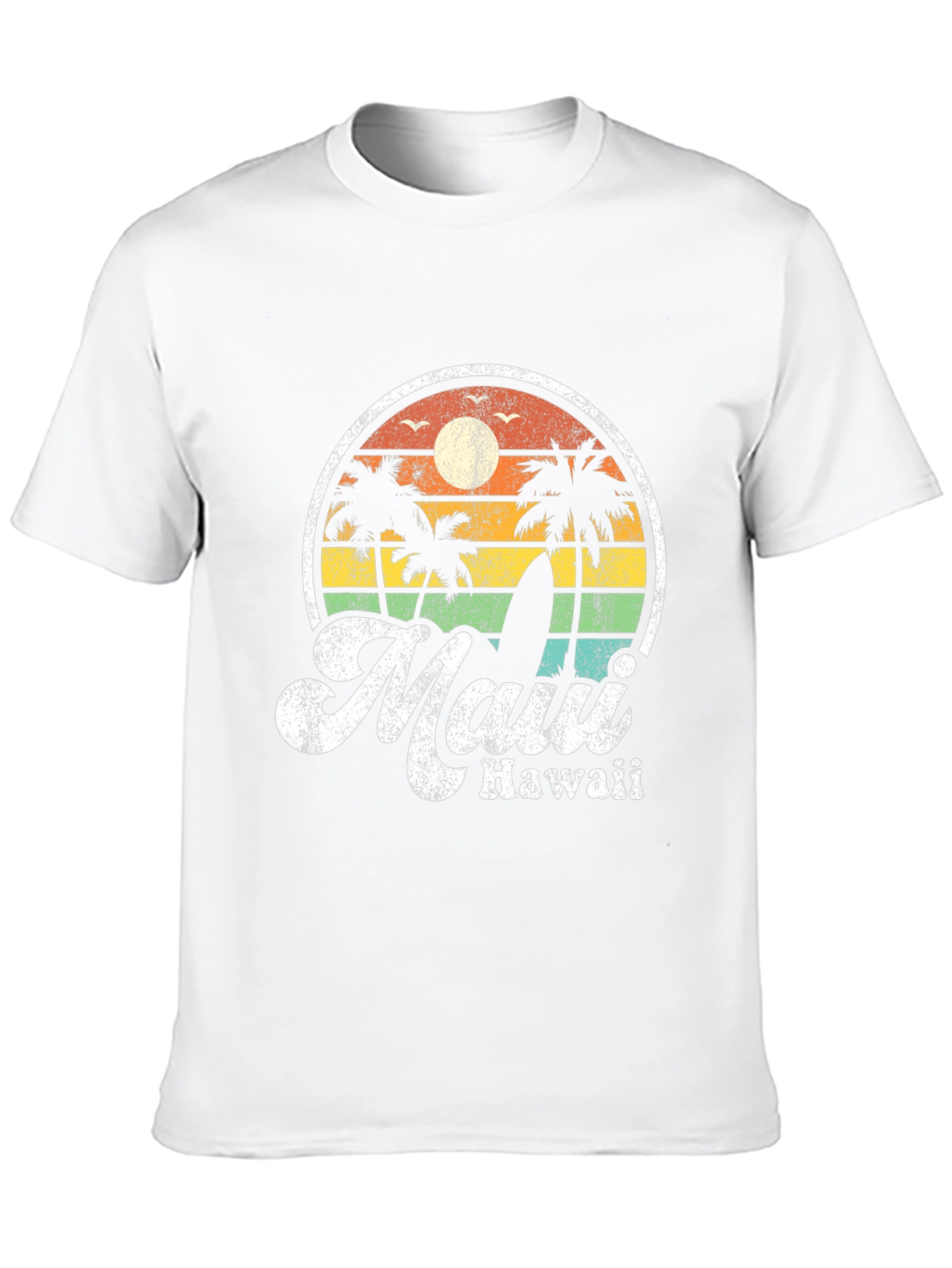 Retro Maui Hawaii T-Shirt - Palm Trees Surfboard
