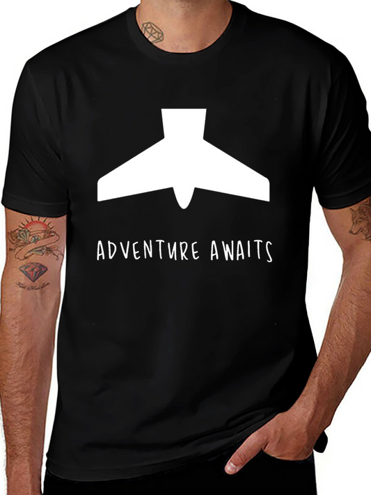 Adventure Awaits Plane Graphic Tee - Black