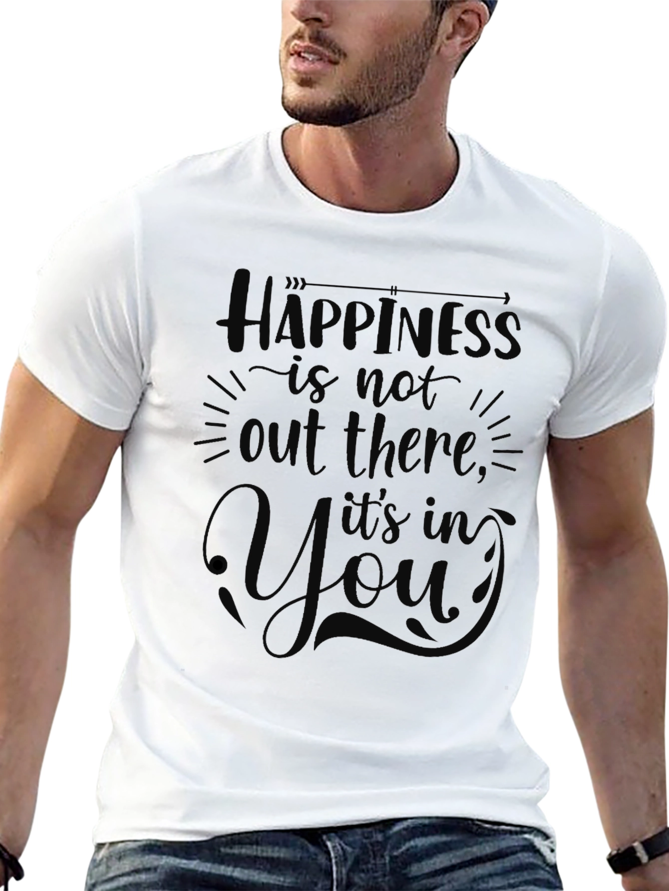 Happiness Within Graphic Tee - Inspirational Black T-Shirt