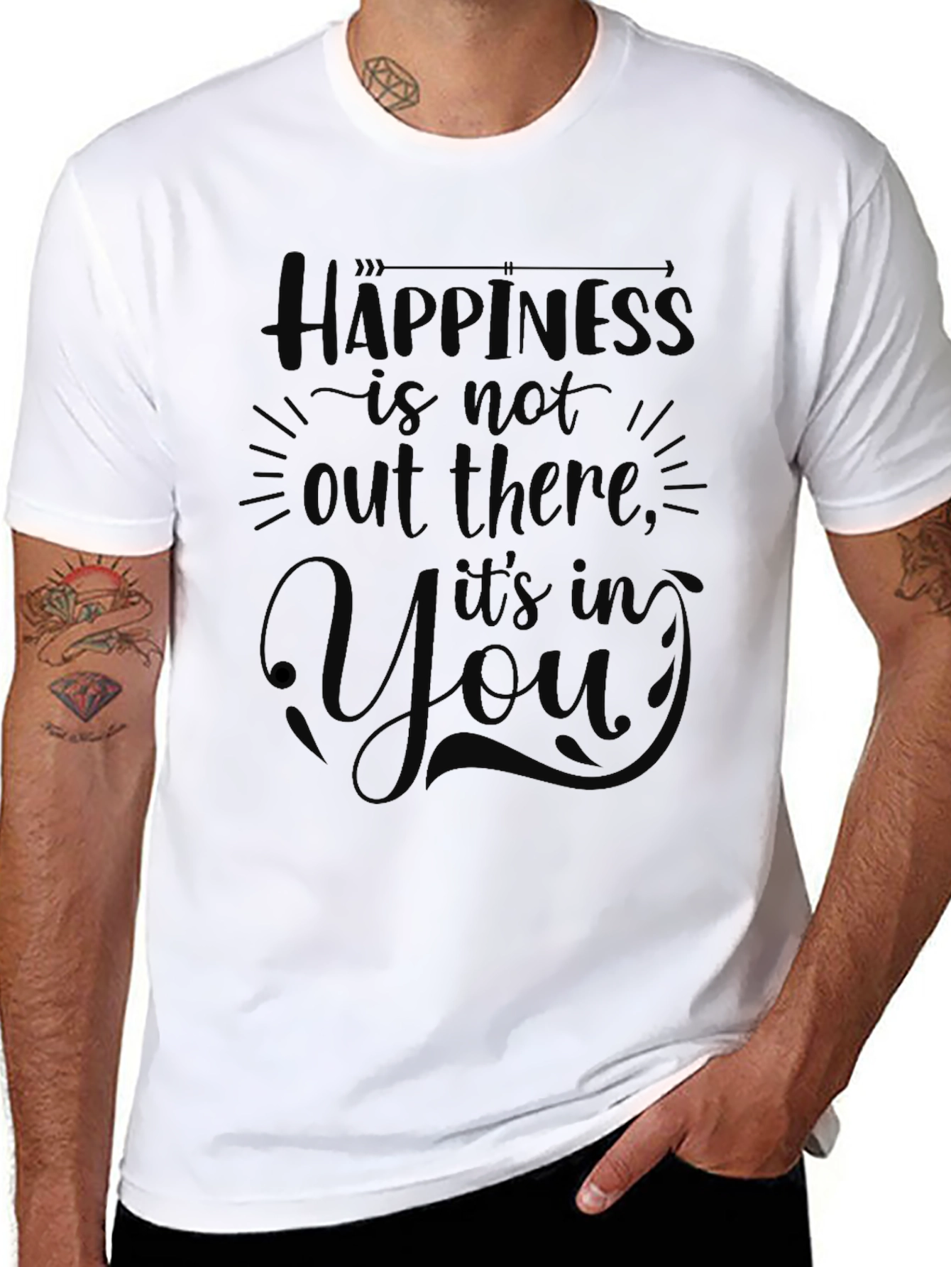 Happiness Within Graphic Tee - Inspirational Black T-Shirt