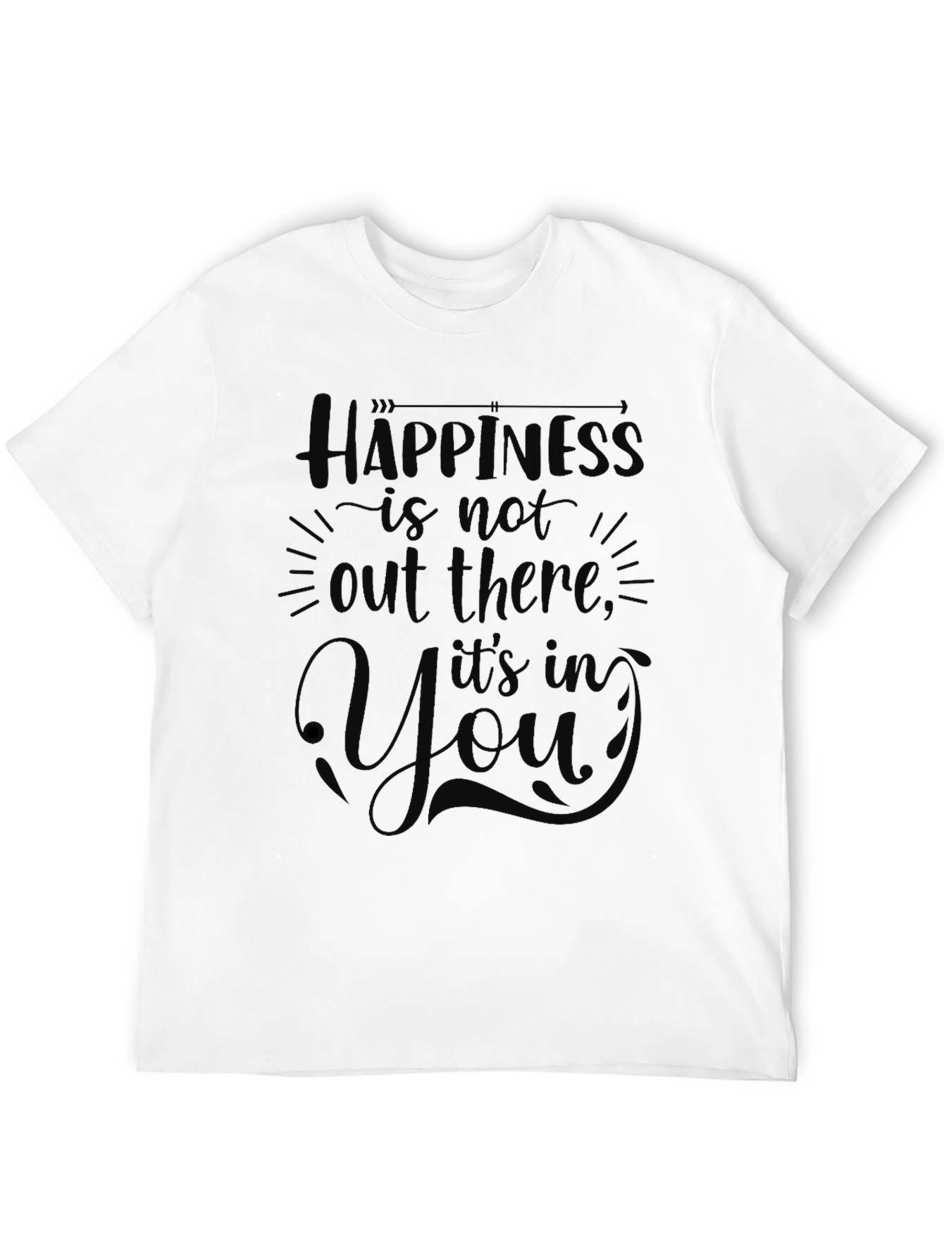 Happiness Within Graphic Tee - Inspirational Black T-Shirt
