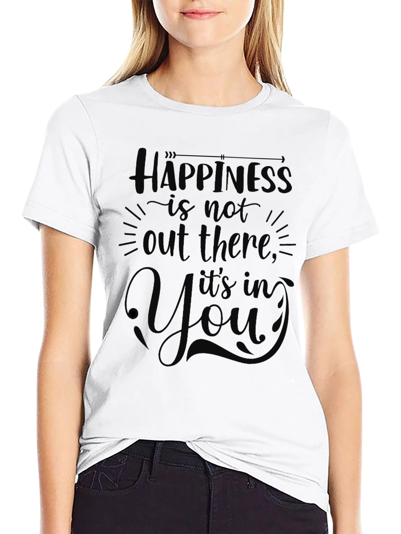 Happiness Within Graphic Tee - Inspirational Black T-Shirt