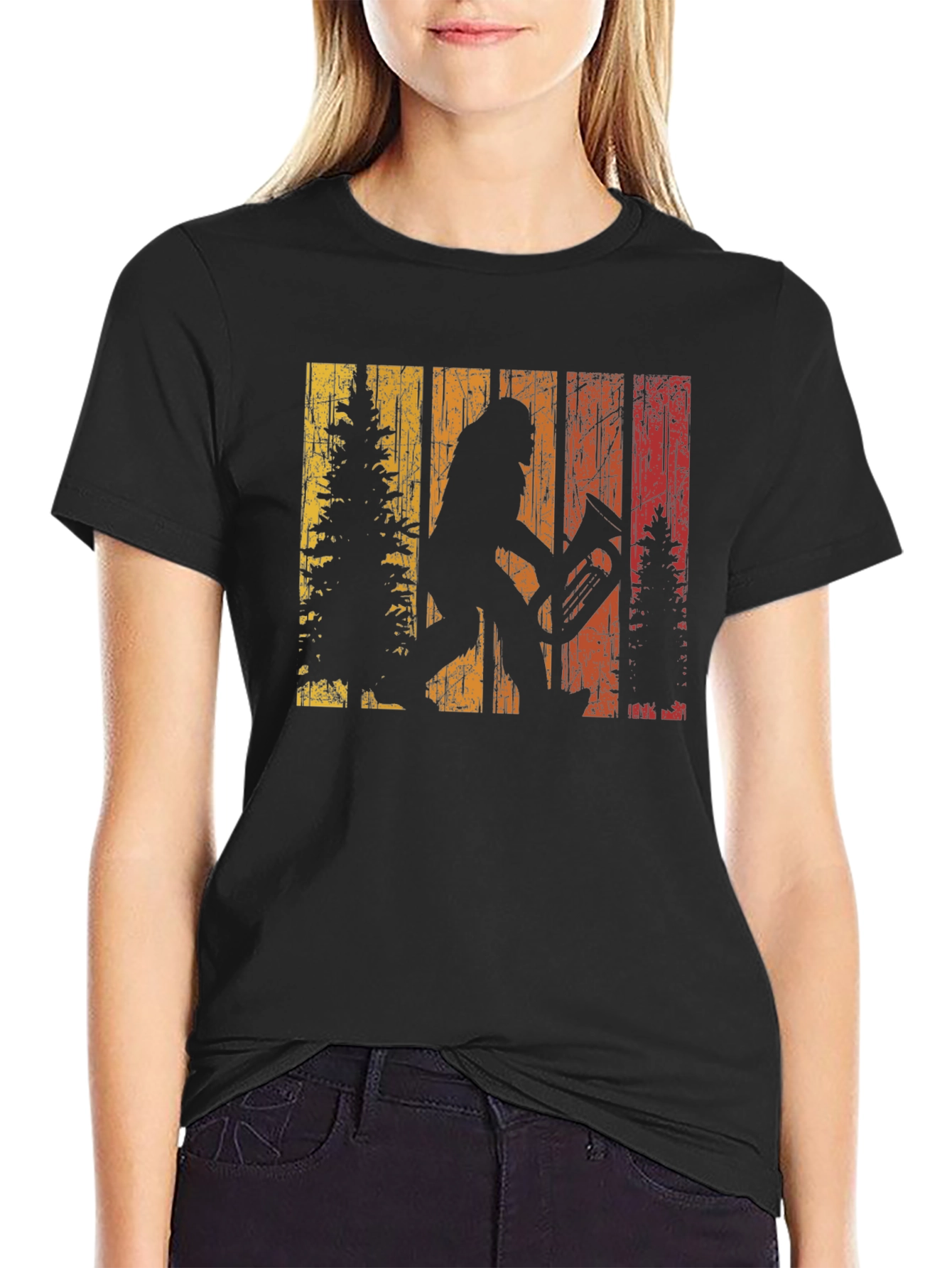 Bigfoot Tuba Player Tee - Retro Sasquatch Design
