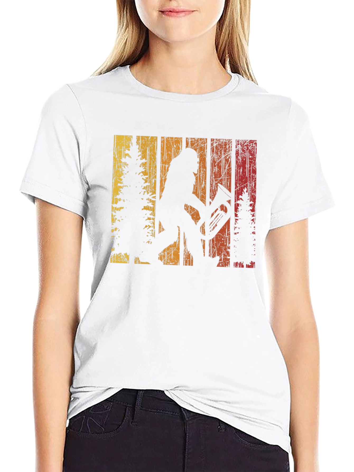 Bigfoot Tuba Player Tee - Retro Sasquatch Design
