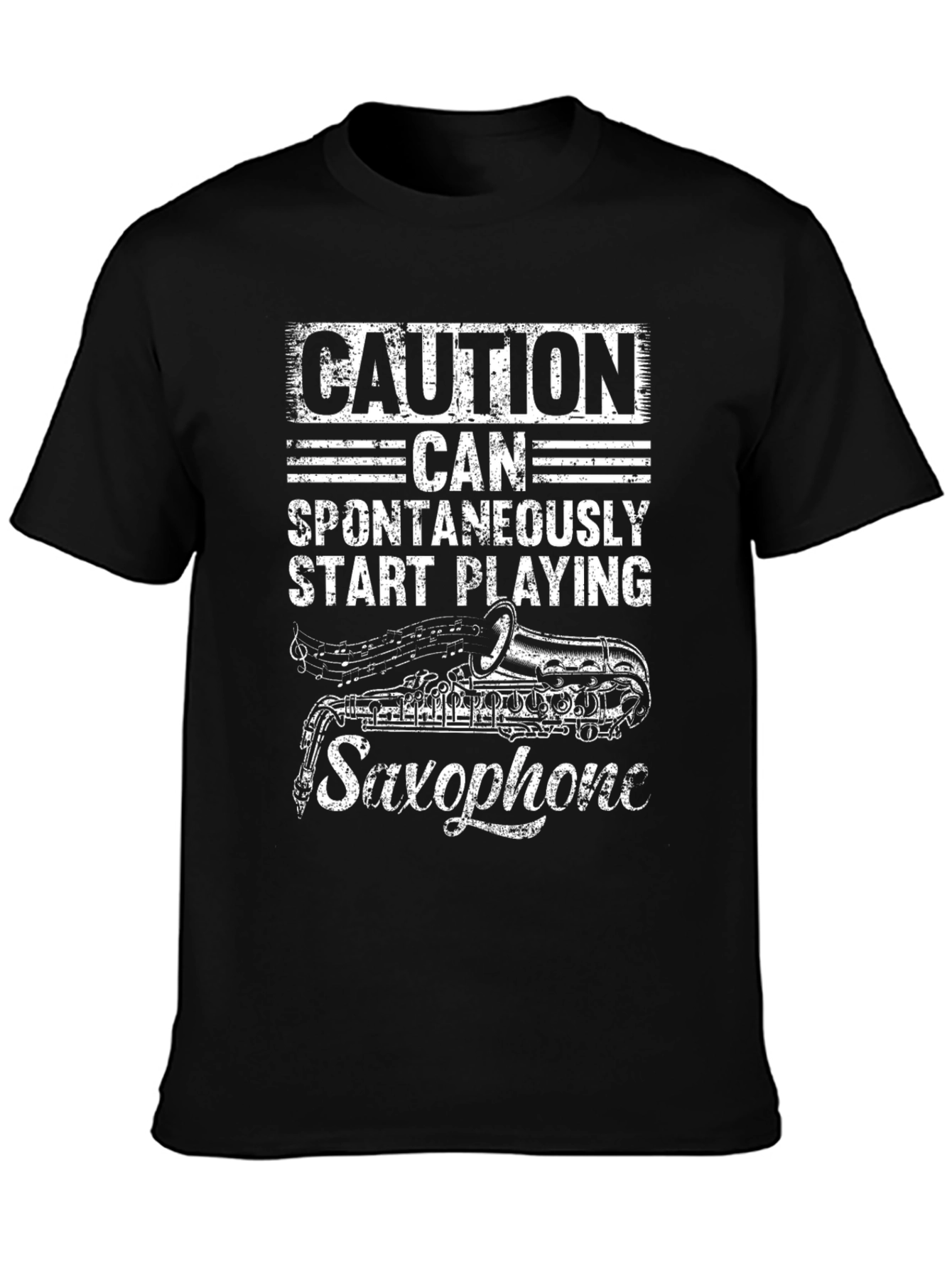 Caution Saxophone T-Shirt - Musician Humor Tee