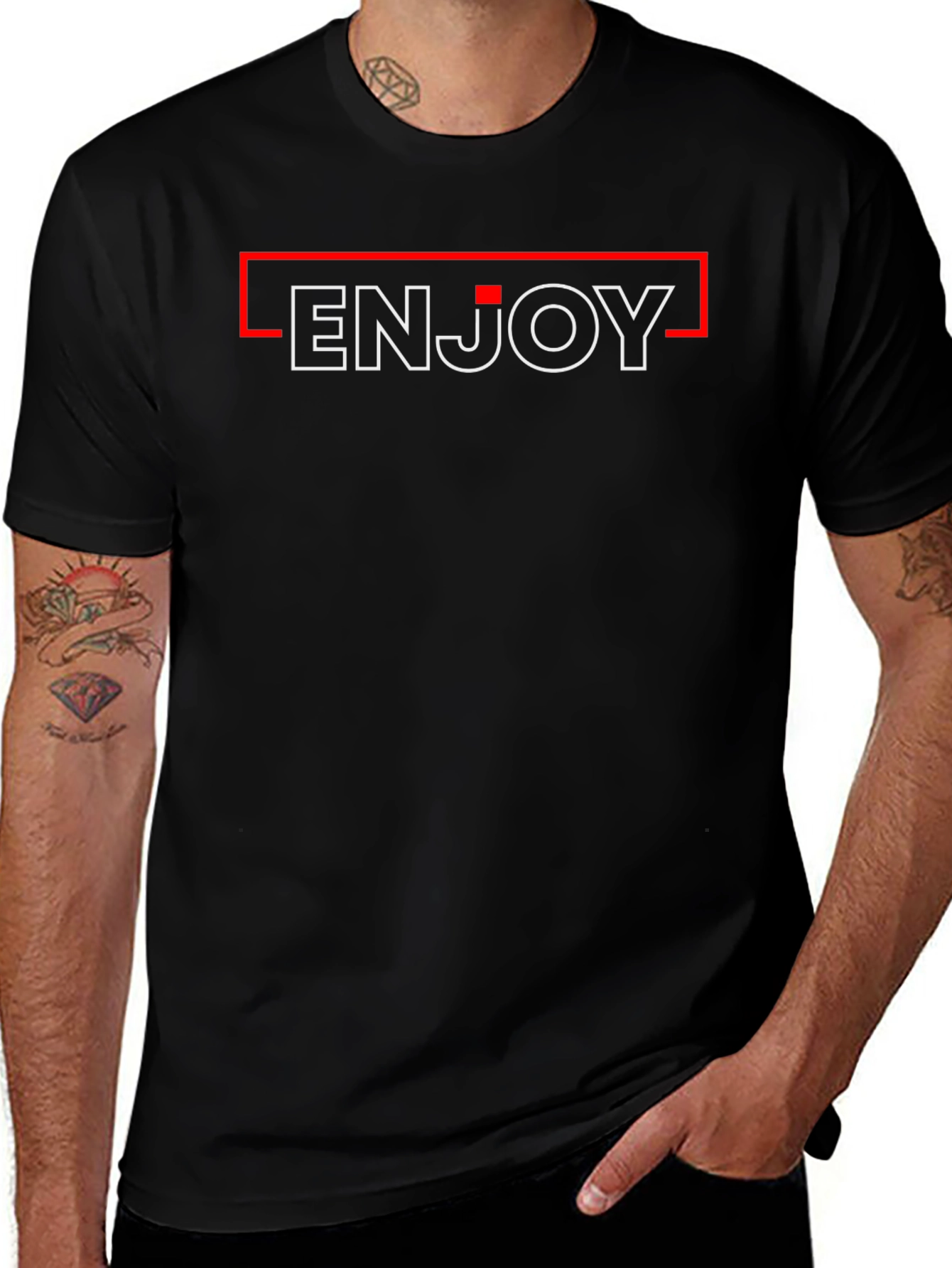 Enjoy Black T-Shirt - Modern Minimalist Design