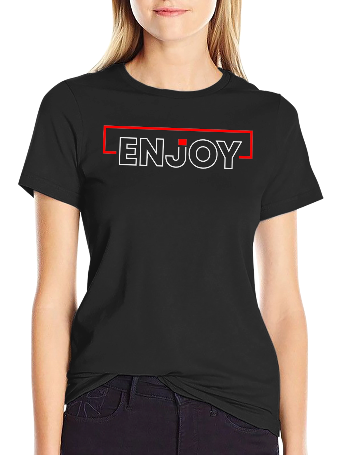 Enjoy Black T-Shirt - Modern Minimalist Design