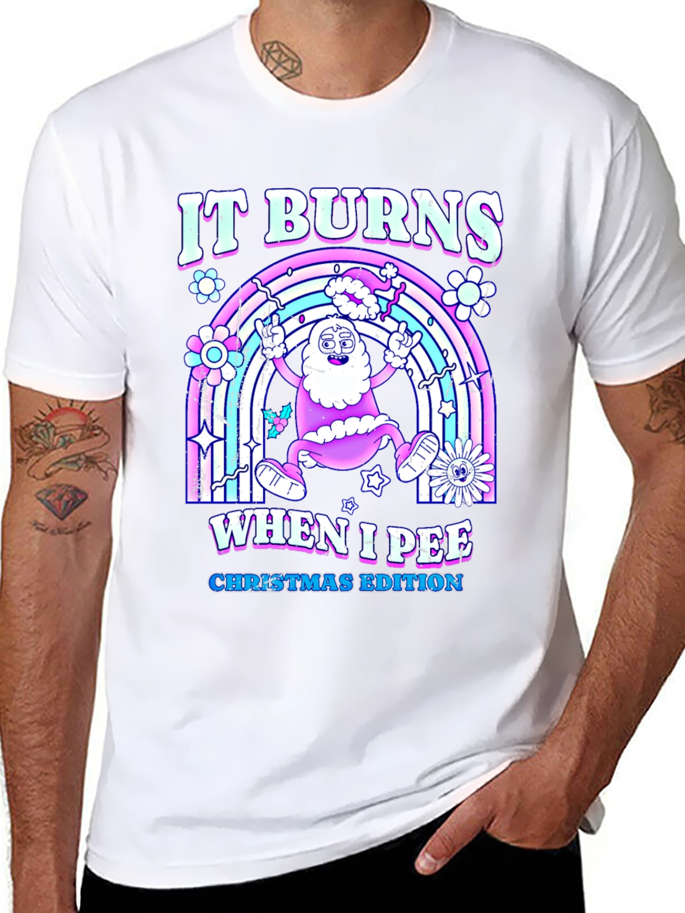 Funny Santa It Burns When I Pee T-Shirt