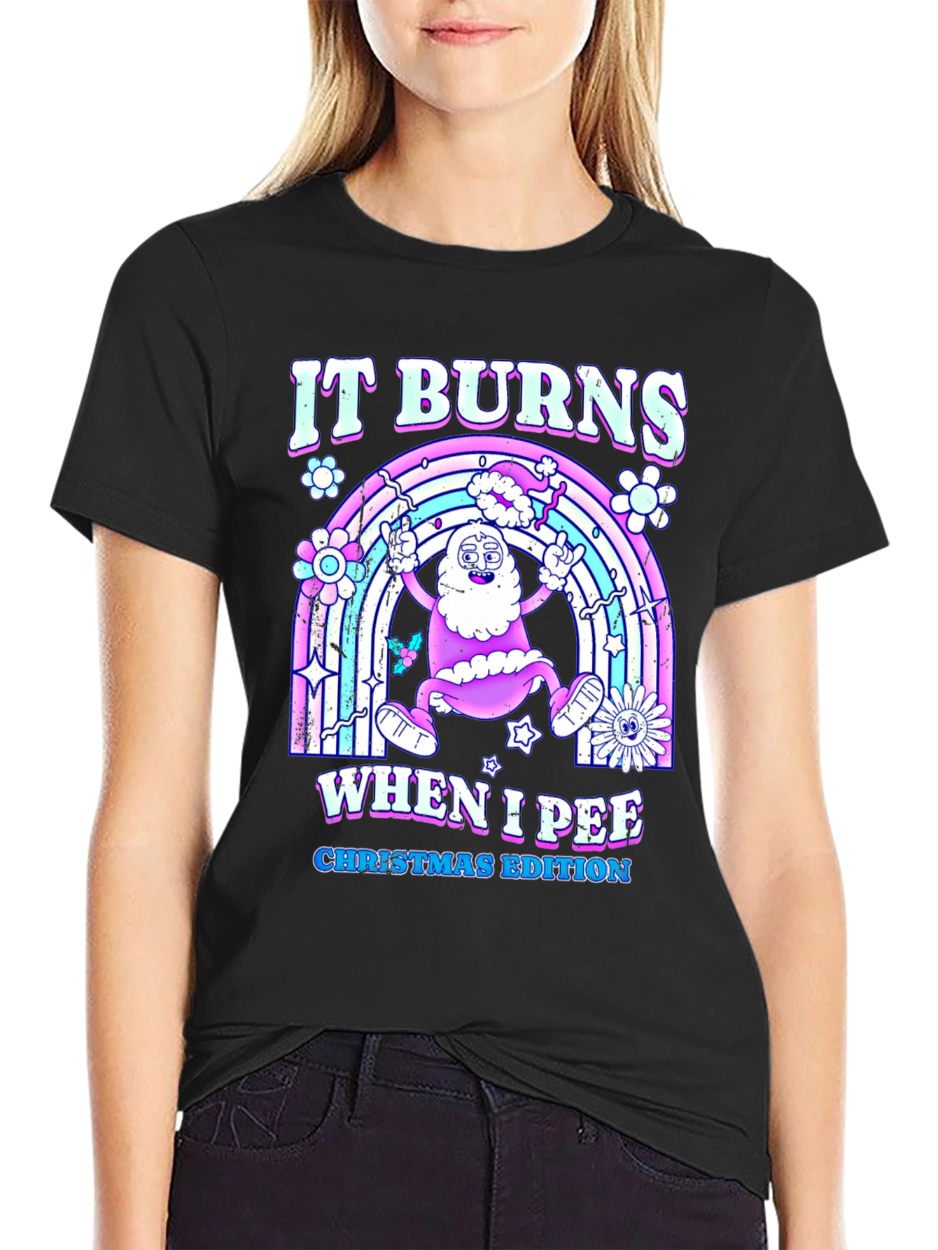Funny Santa It Burns When I Pee T-Shirt