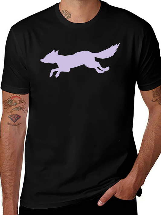 Black T-Shirt with Lavender Fox Graphic