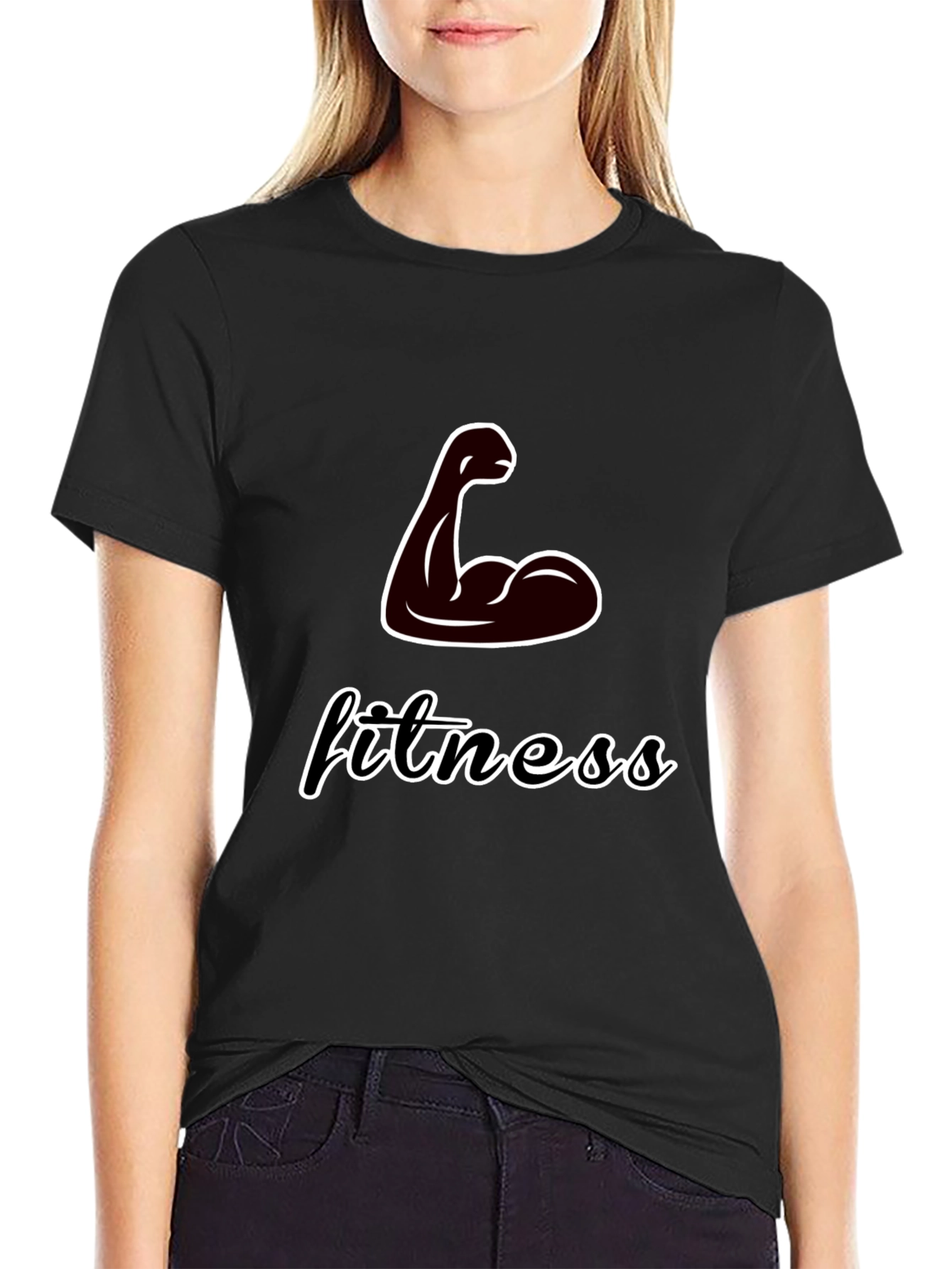 Fitness Graphic T-Shirt - Black Crew Neck Tee