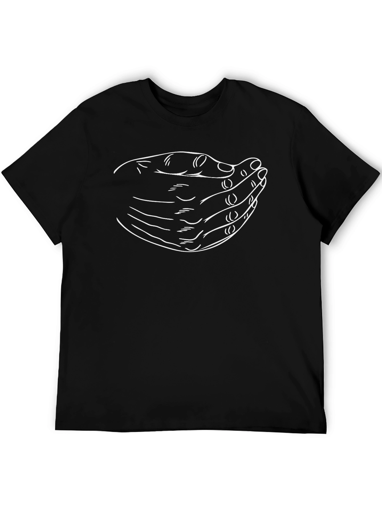 Cupped Hands Graphic Print Black T-Shirt