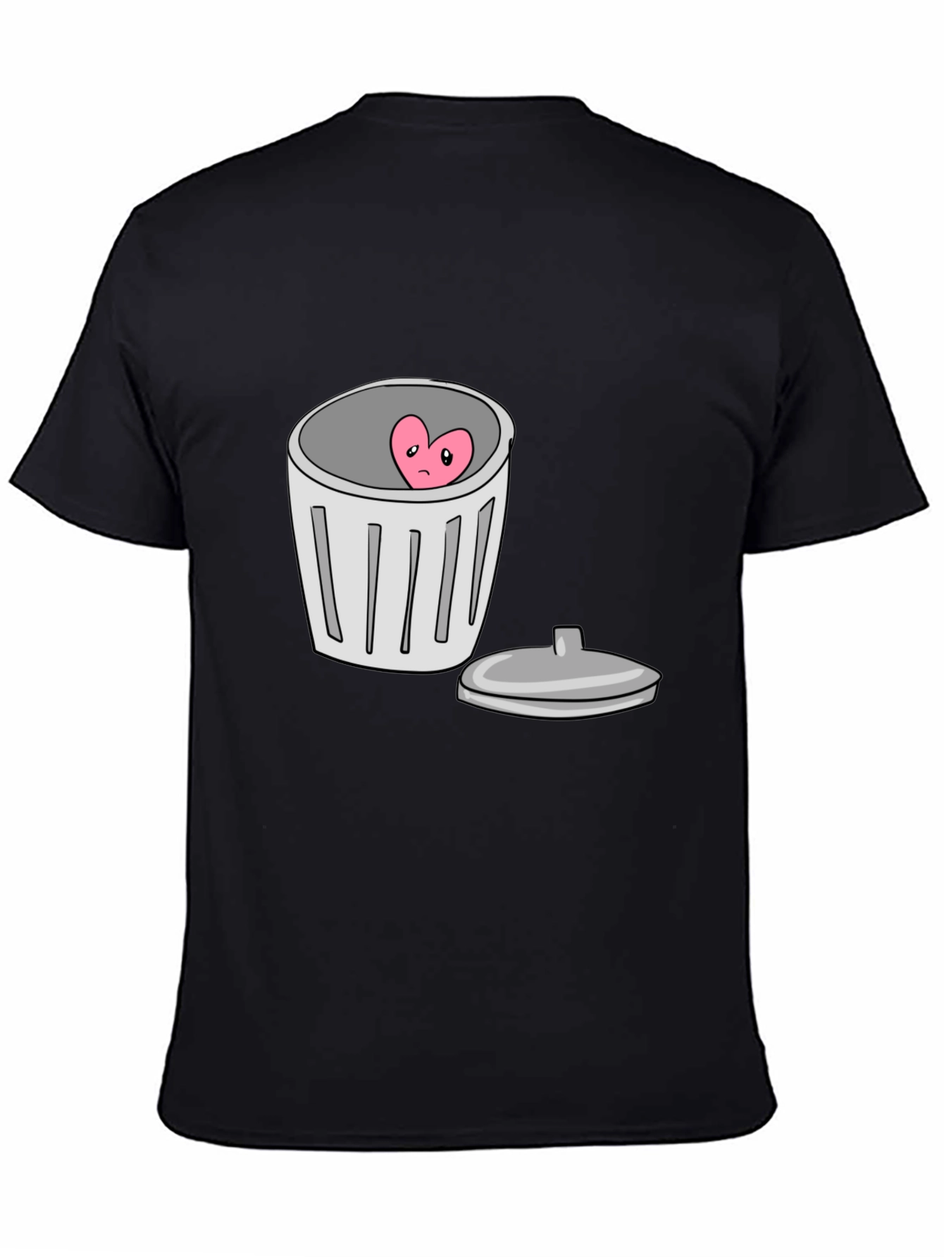 Heart in Trash Can Graphic T-Shirt - Black