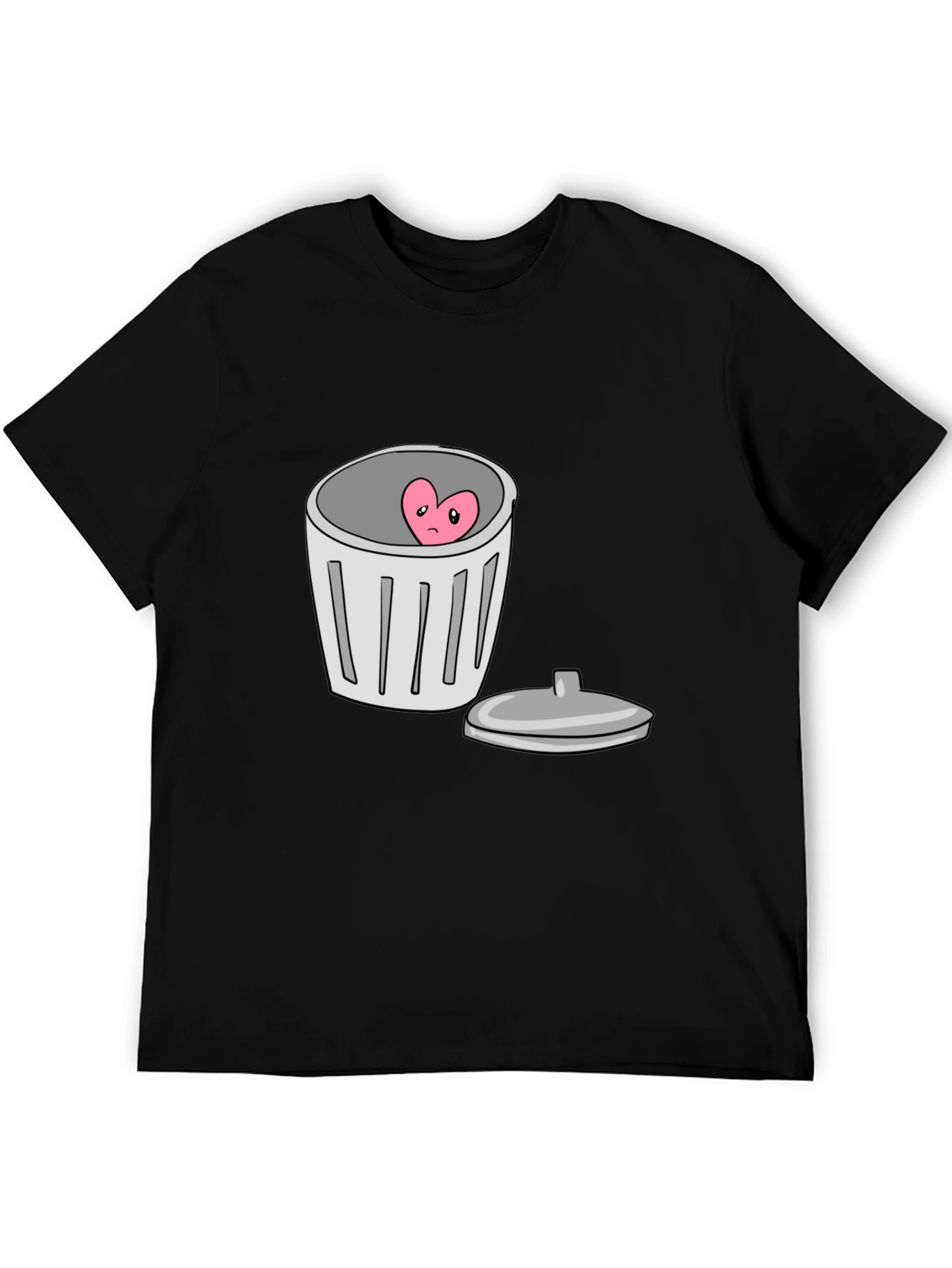 Heart in Trash Can Graphic T-Shirt - Black
