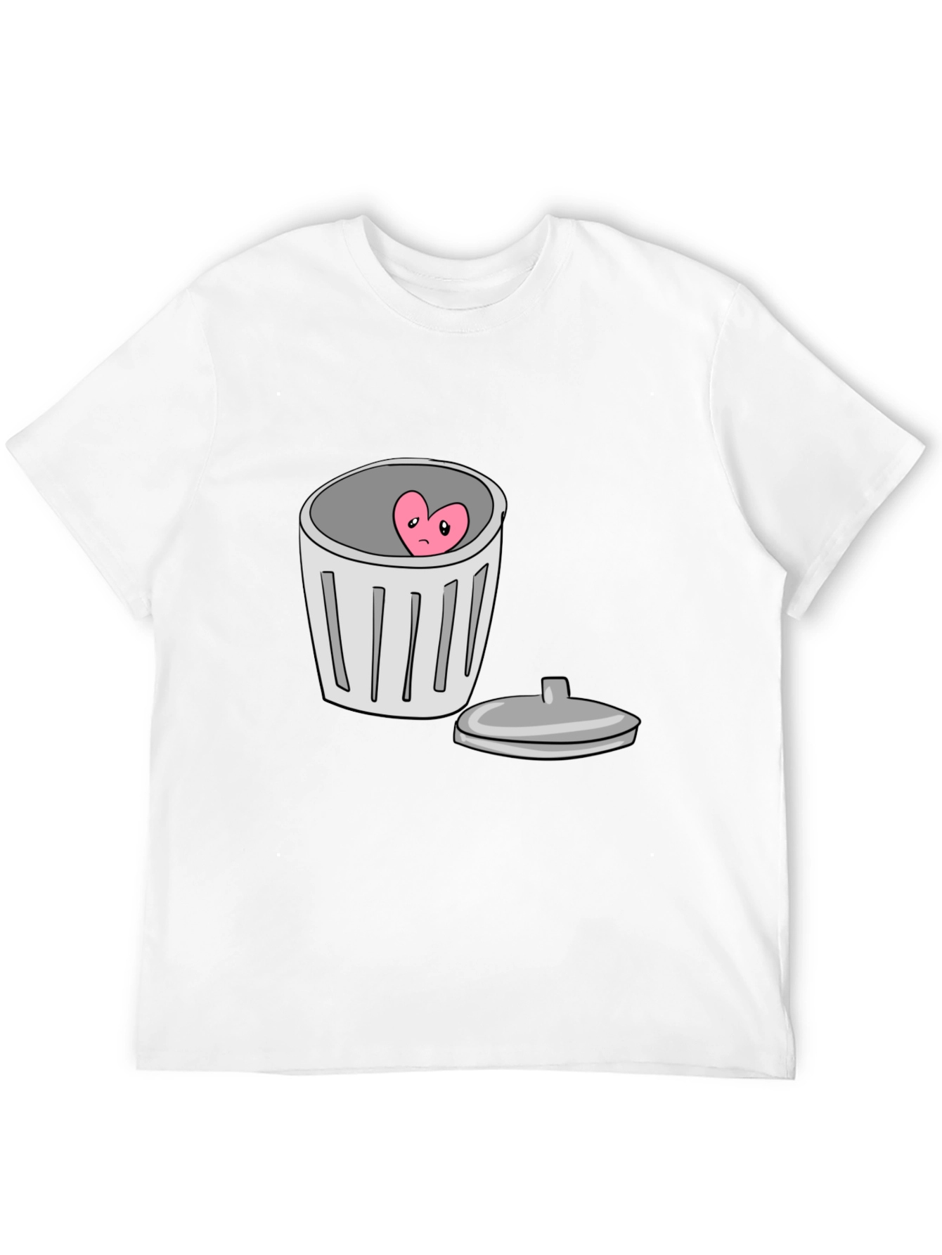 Heart in Trash Can Graphic T-Shirt - Black