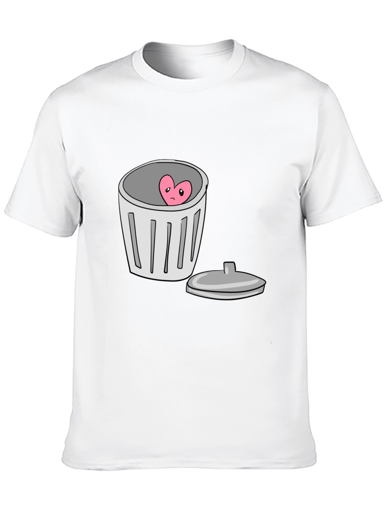 Heart in Trash Can Graphic T-Shirt - Black