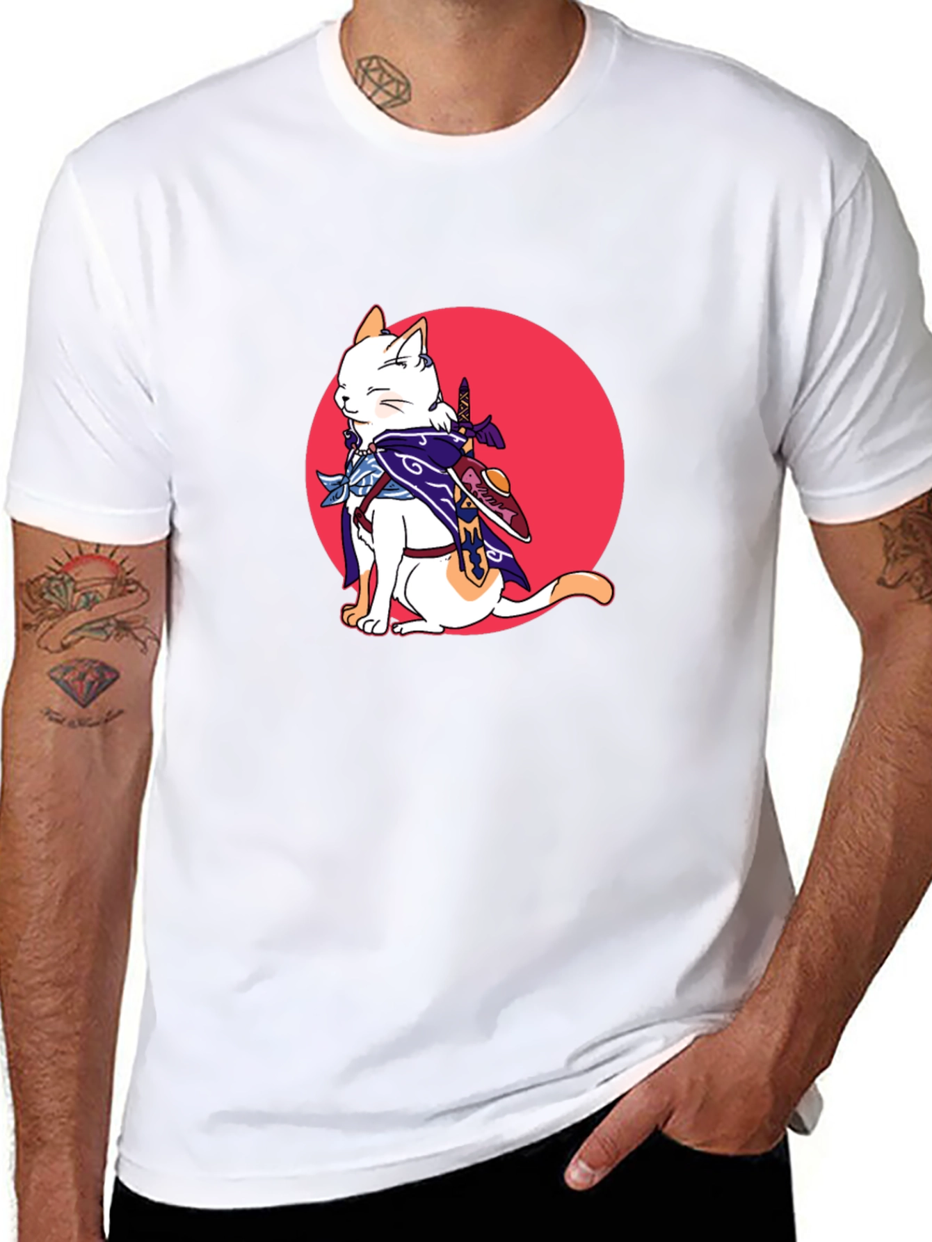 Ninja Cat Graphic T-Shirt - Black