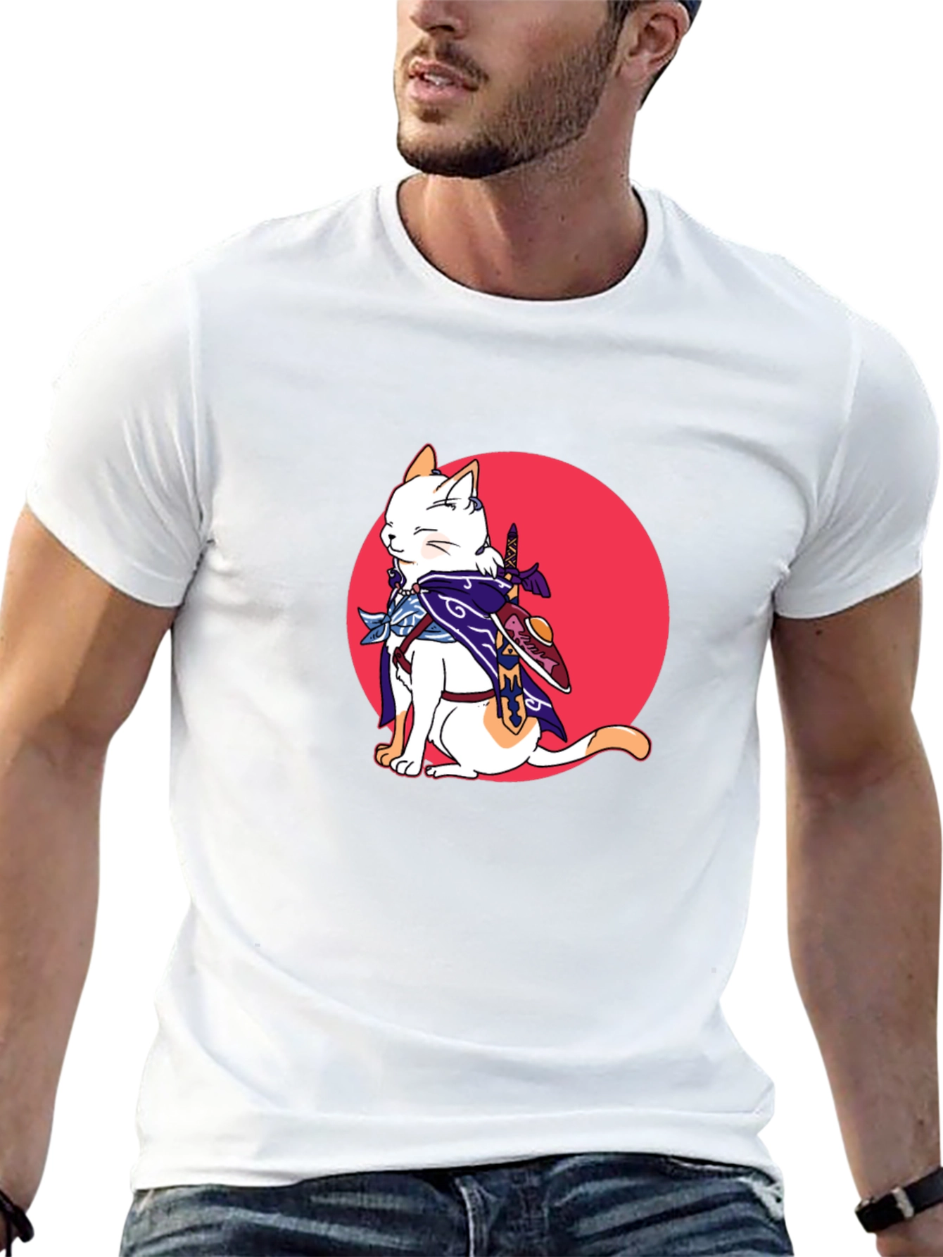 Ninja Cat Graphic T-Shirt - Black