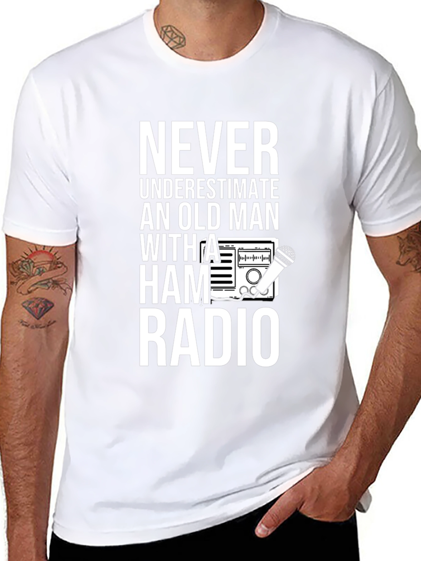 Never Underestimate Ham Radio Old Man T-Shirt
