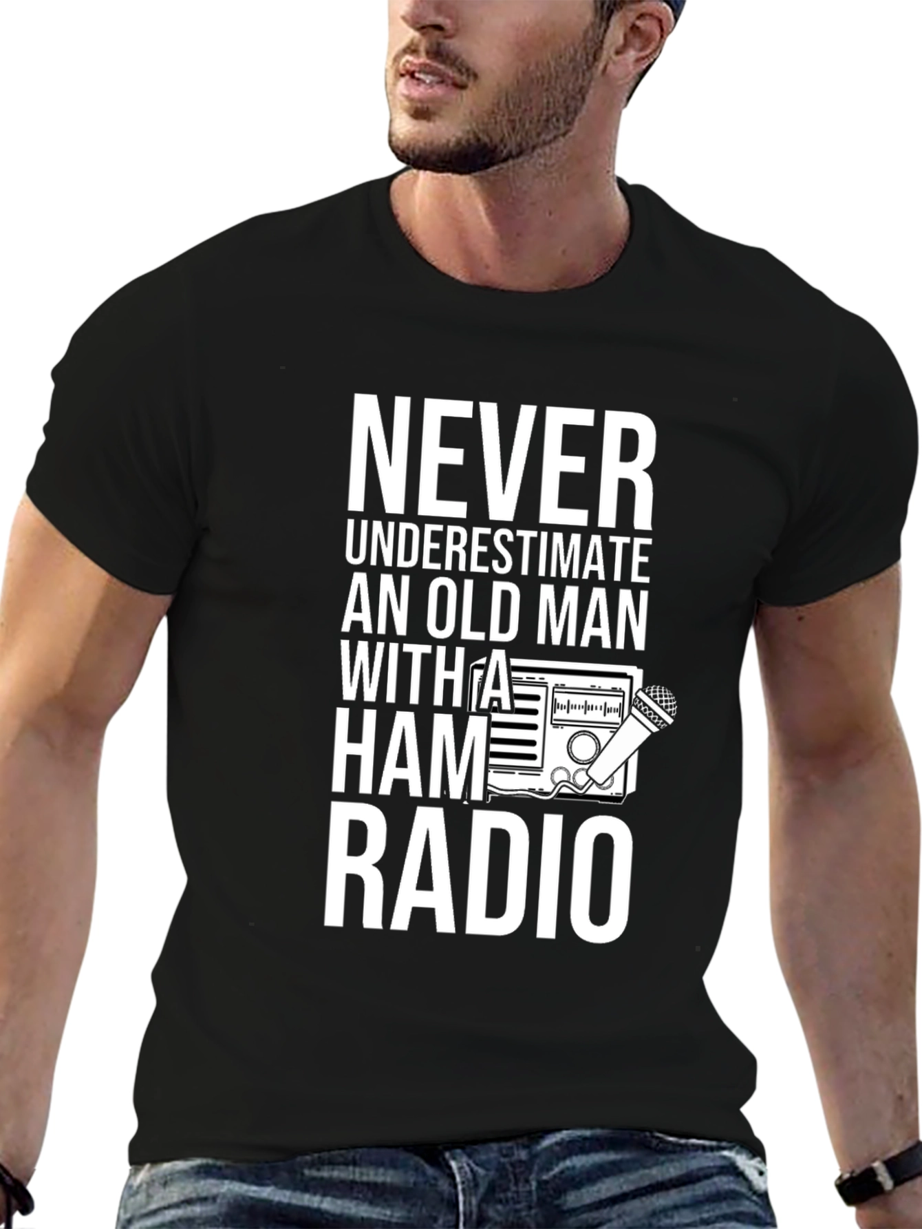 Never Underestimate Ham Radio Old Man T-Shirt