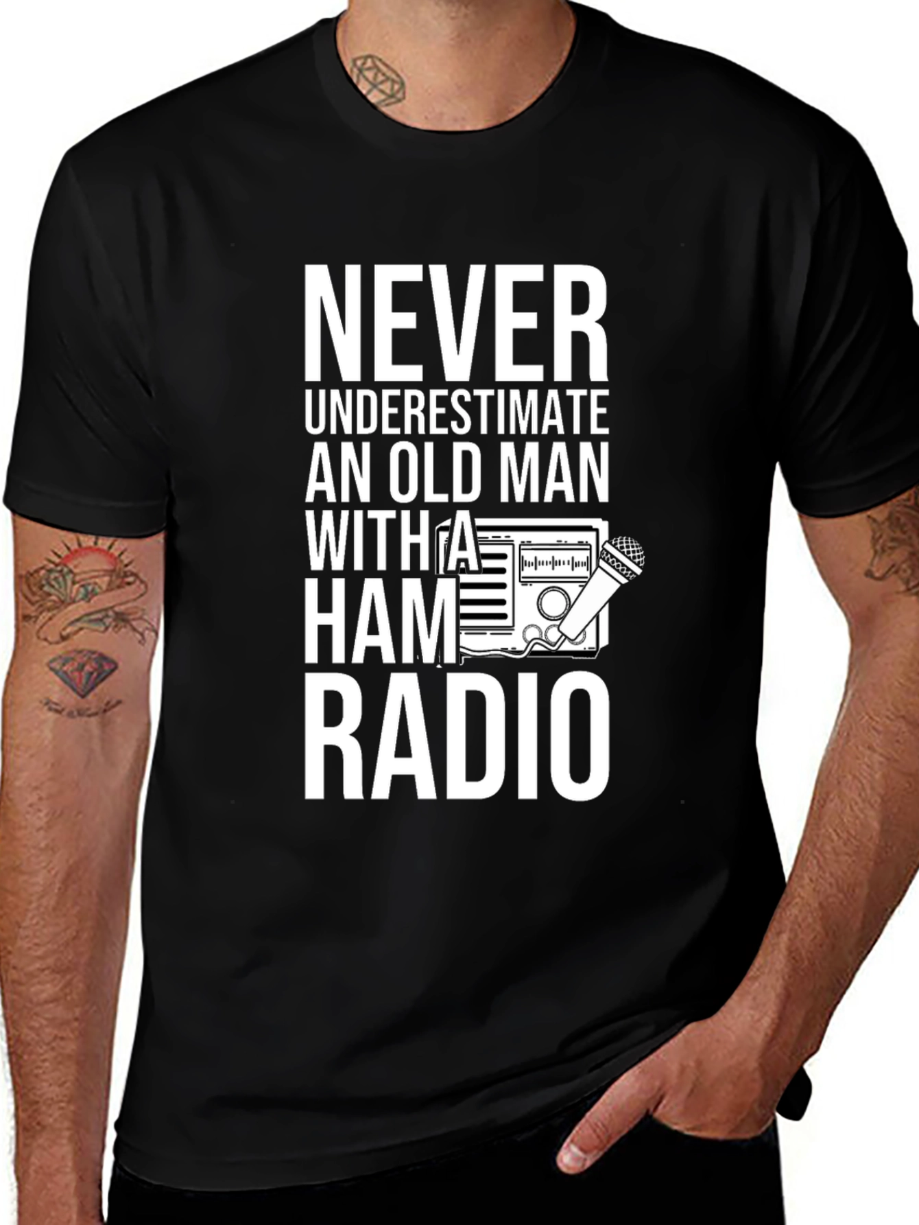Never Underestimate Ham Radio Old Man T-Shirt