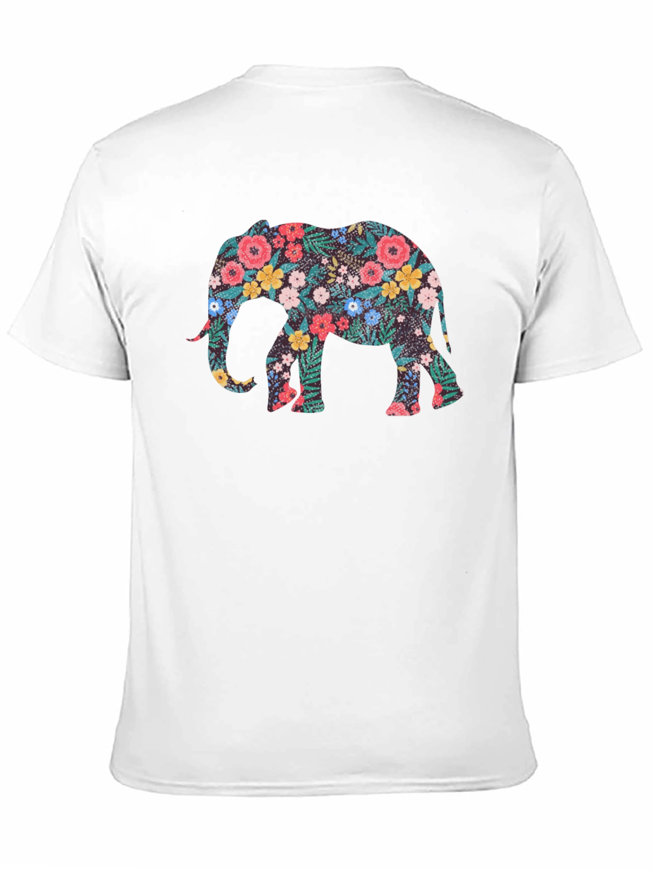 Floral Elephant Black T-Shirt