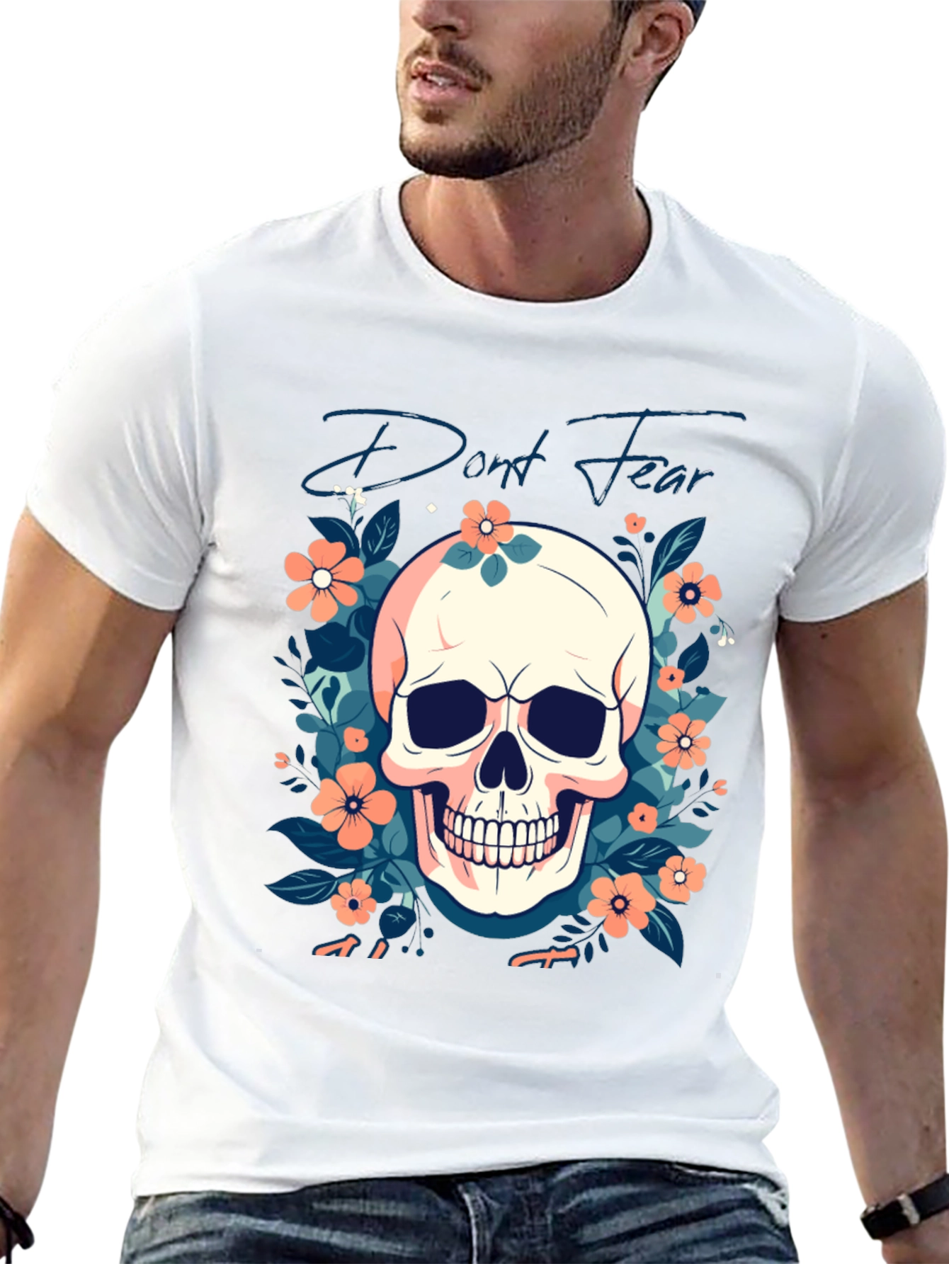 Dont Fear Floral Skull Graphic T-Shirt