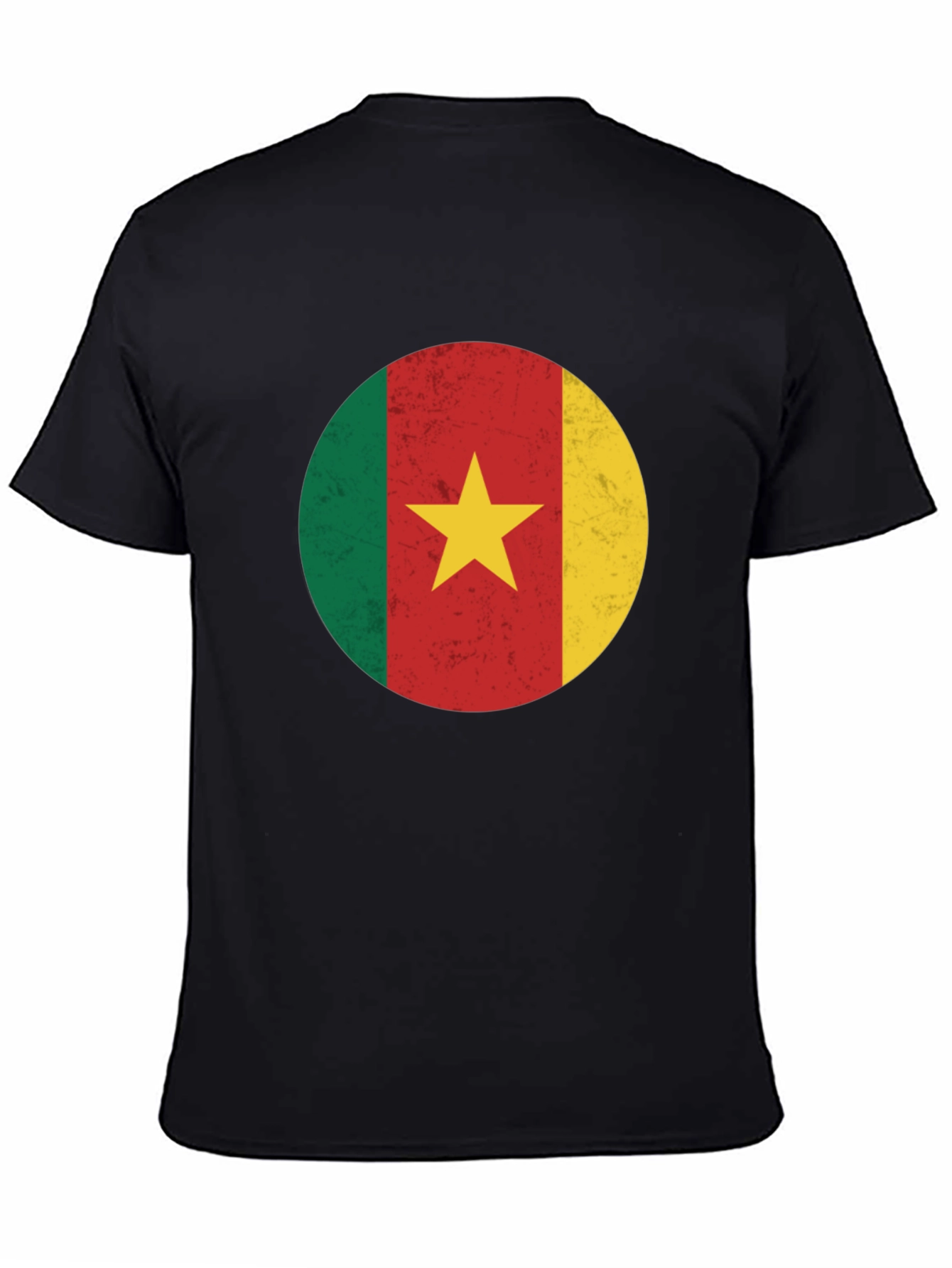 Cameroon Flag Graphic Tee - Black Cotton T-Shirt