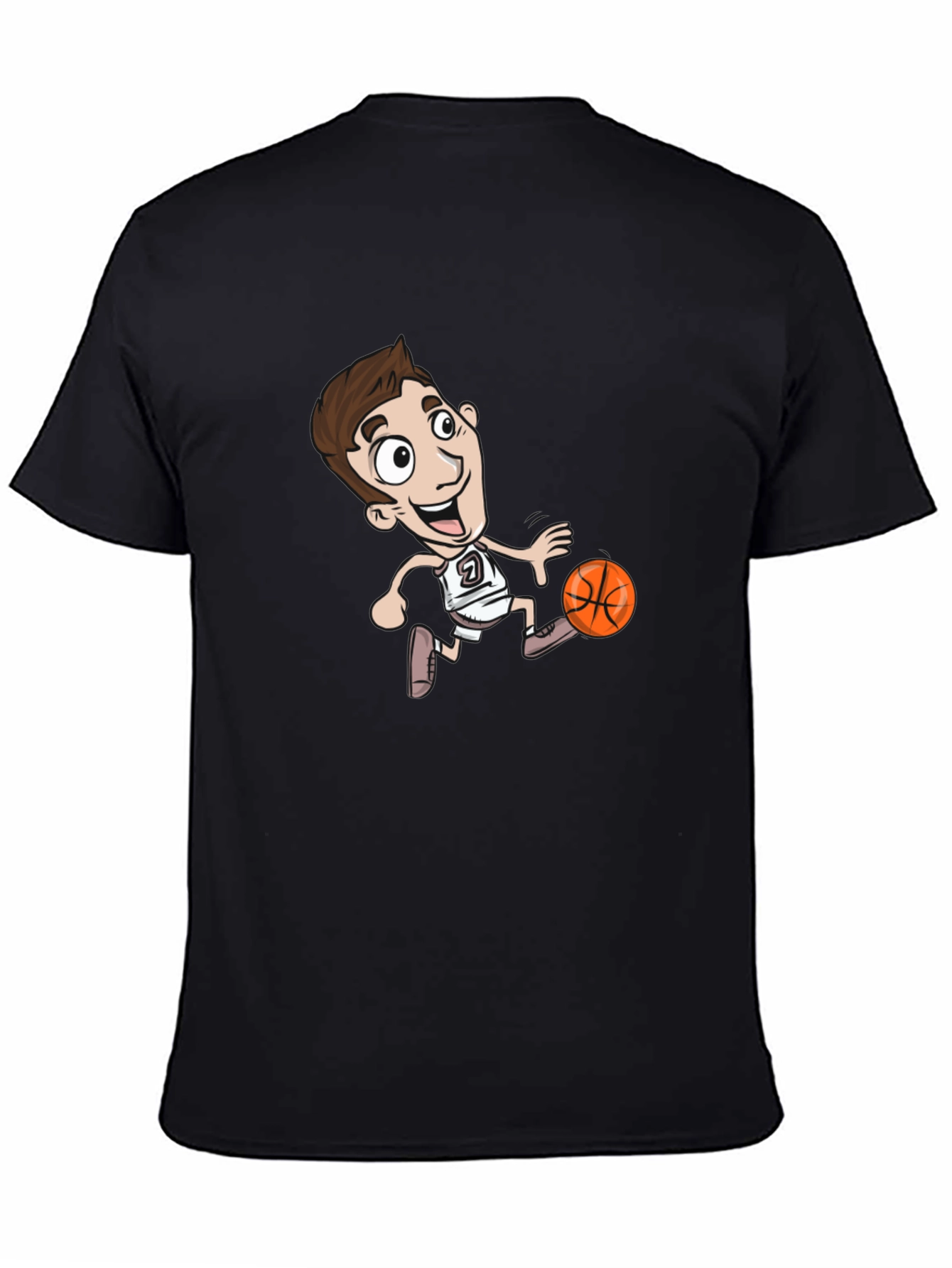 Cartoon Basketball Player Black T-Shirt