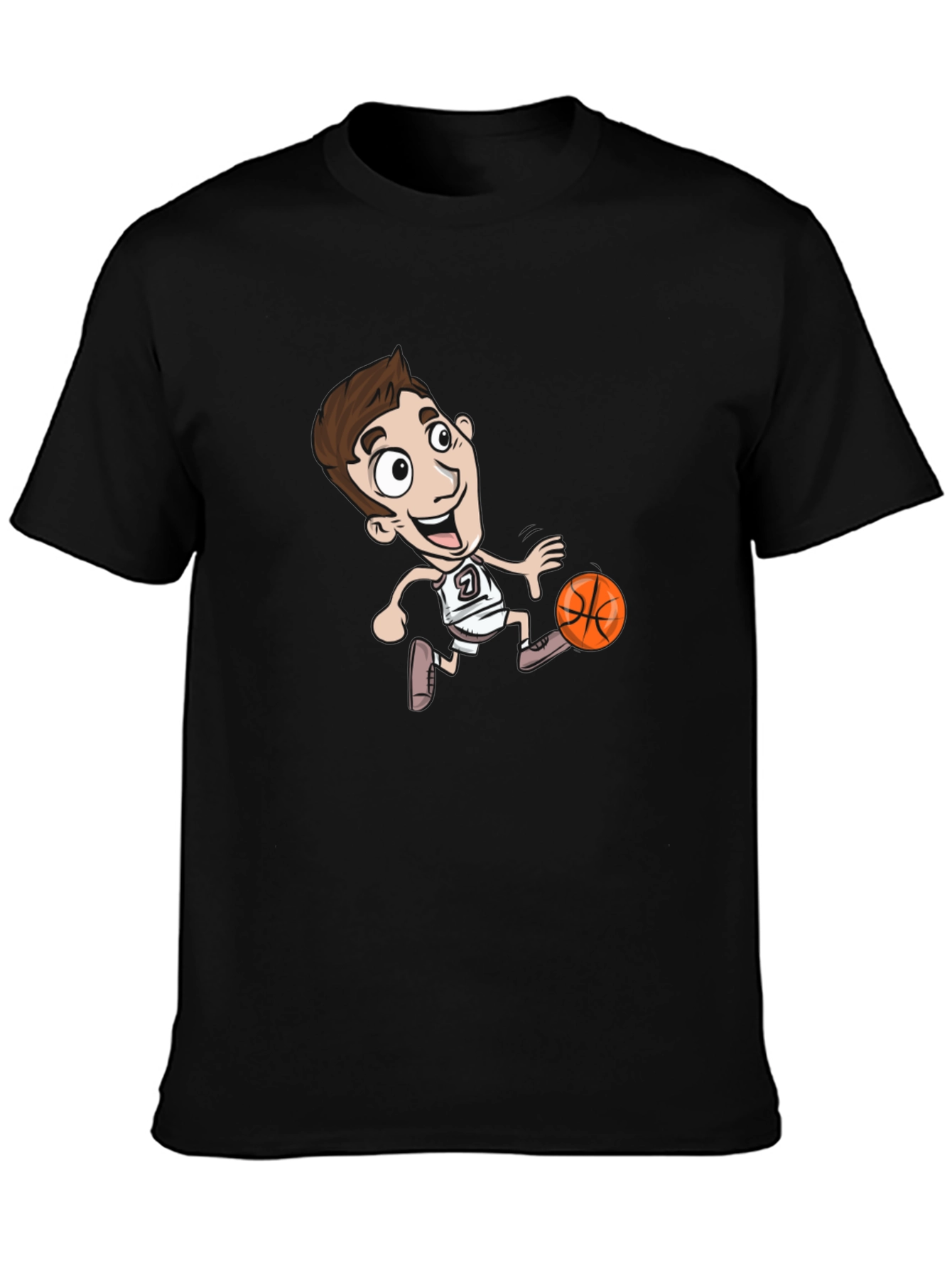 Cartoon Basketball Player Black T-Shirt