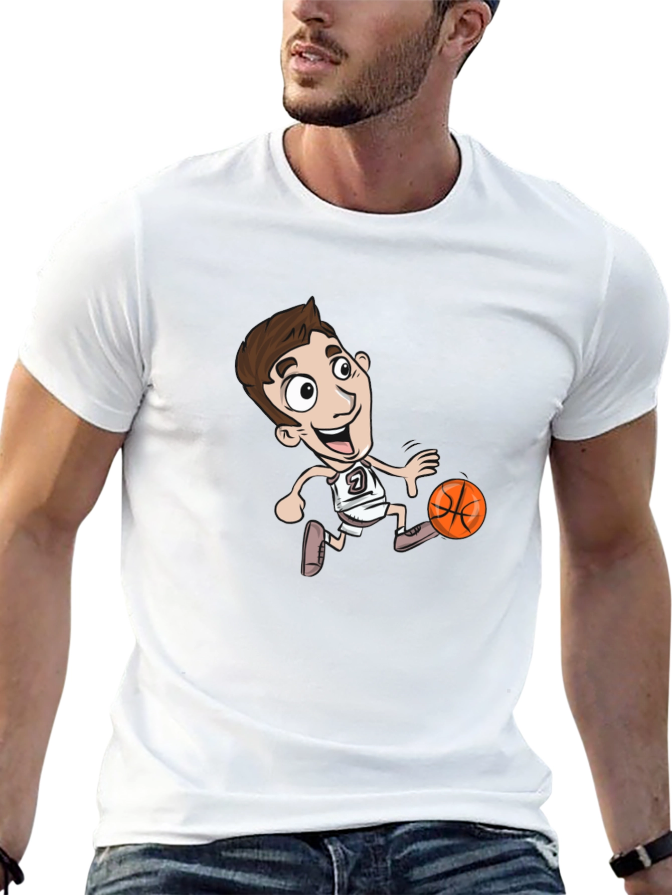 Cartoon Basketball Player Black T-Shirt