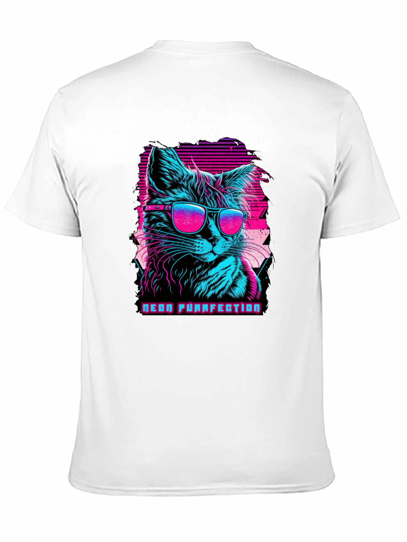 Neon Purrfection Cat Graphic Tee