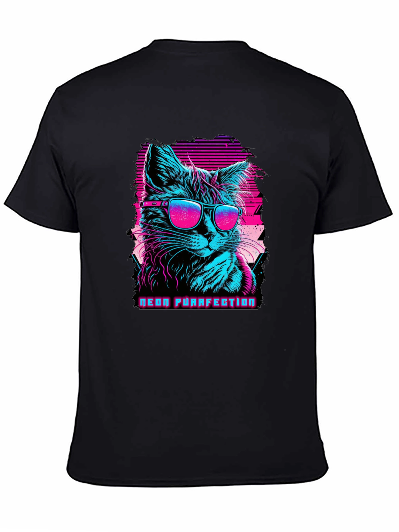 Neon Purrfection Cat Graphic Tee