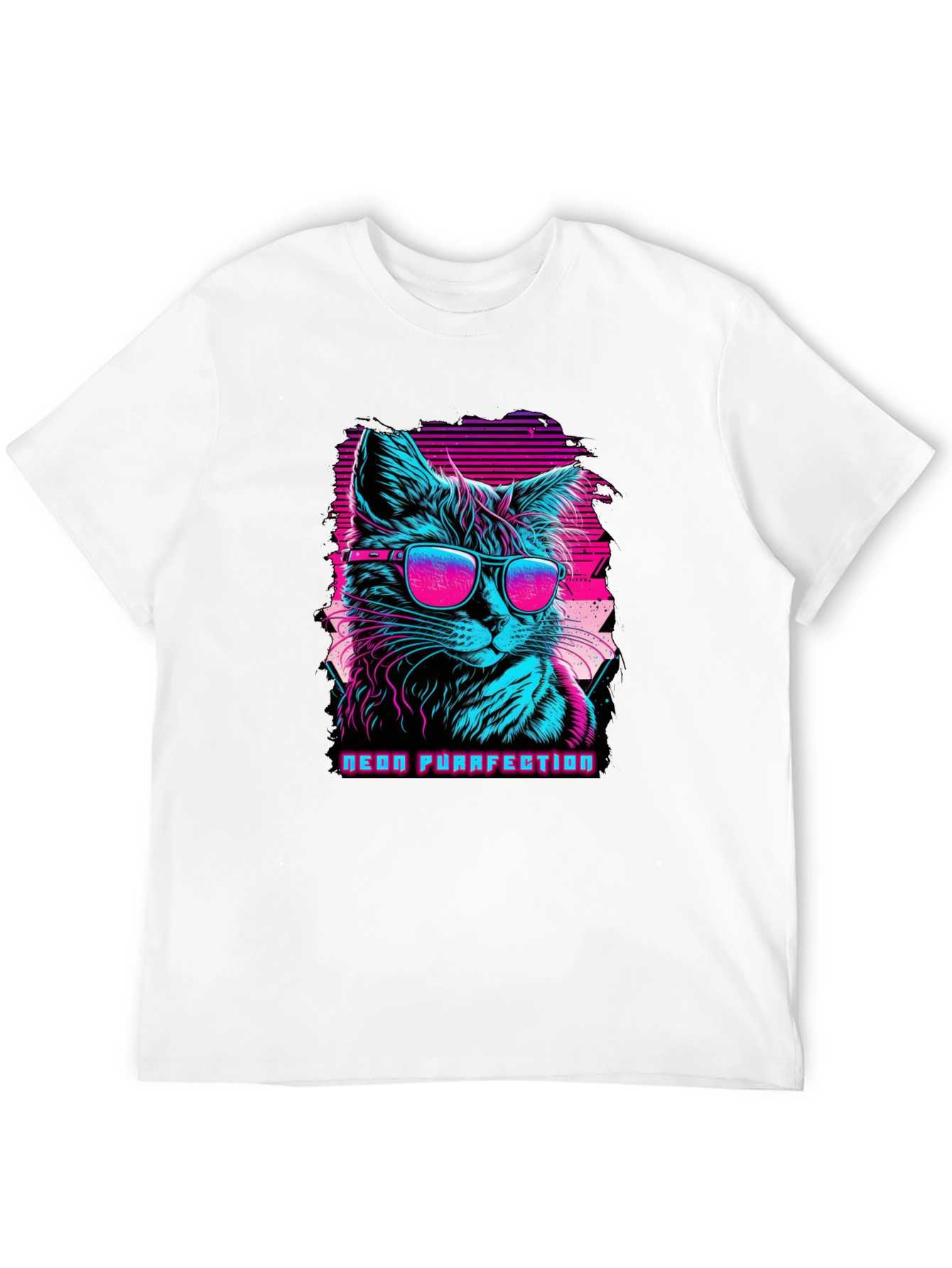 Neon Purrfection Cat Graphic Tee